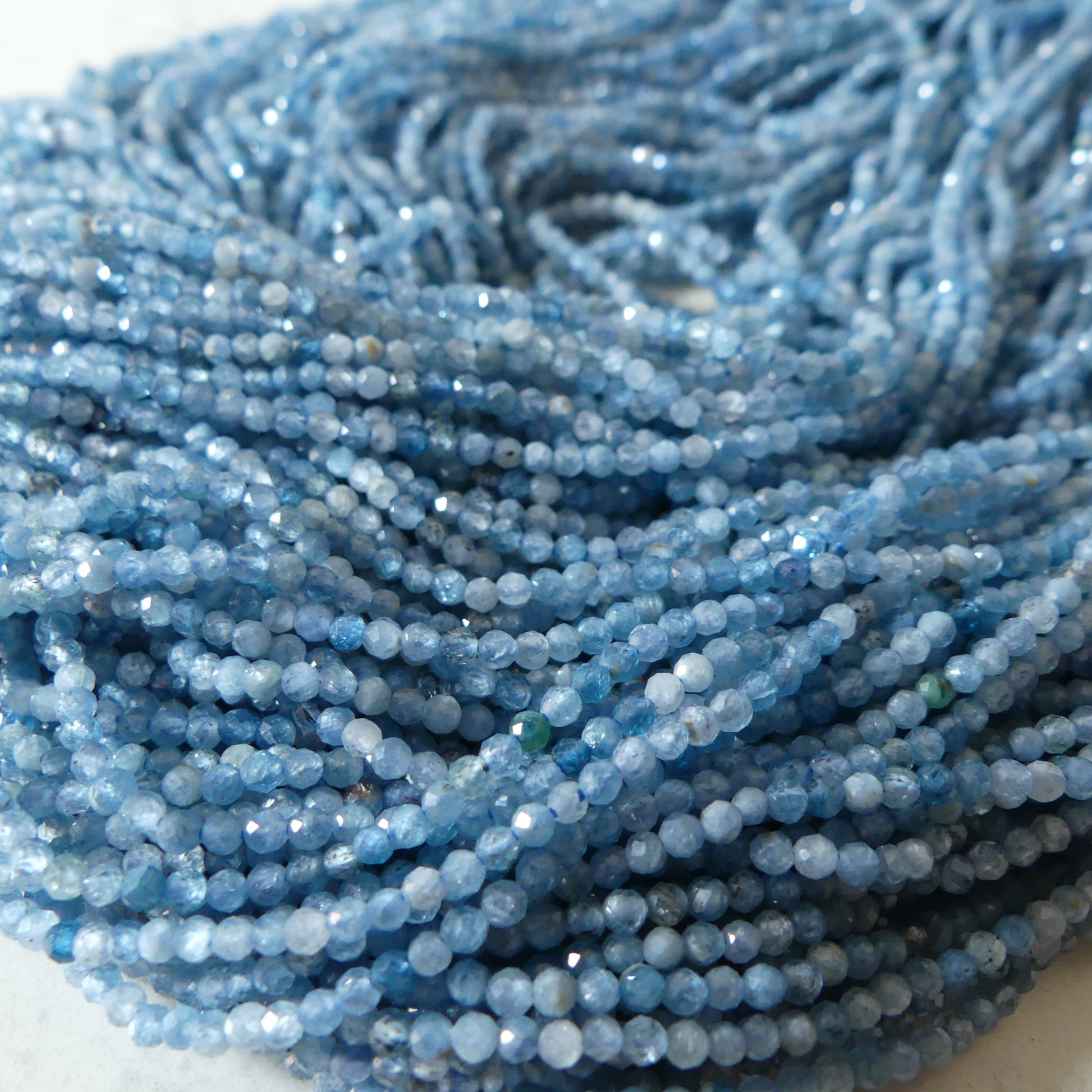 2mm Paraiba Kyanite Beads Micro Faceted Beads 15.5" Rare Kyanite Gemstone Beads Beading Crafter Gift