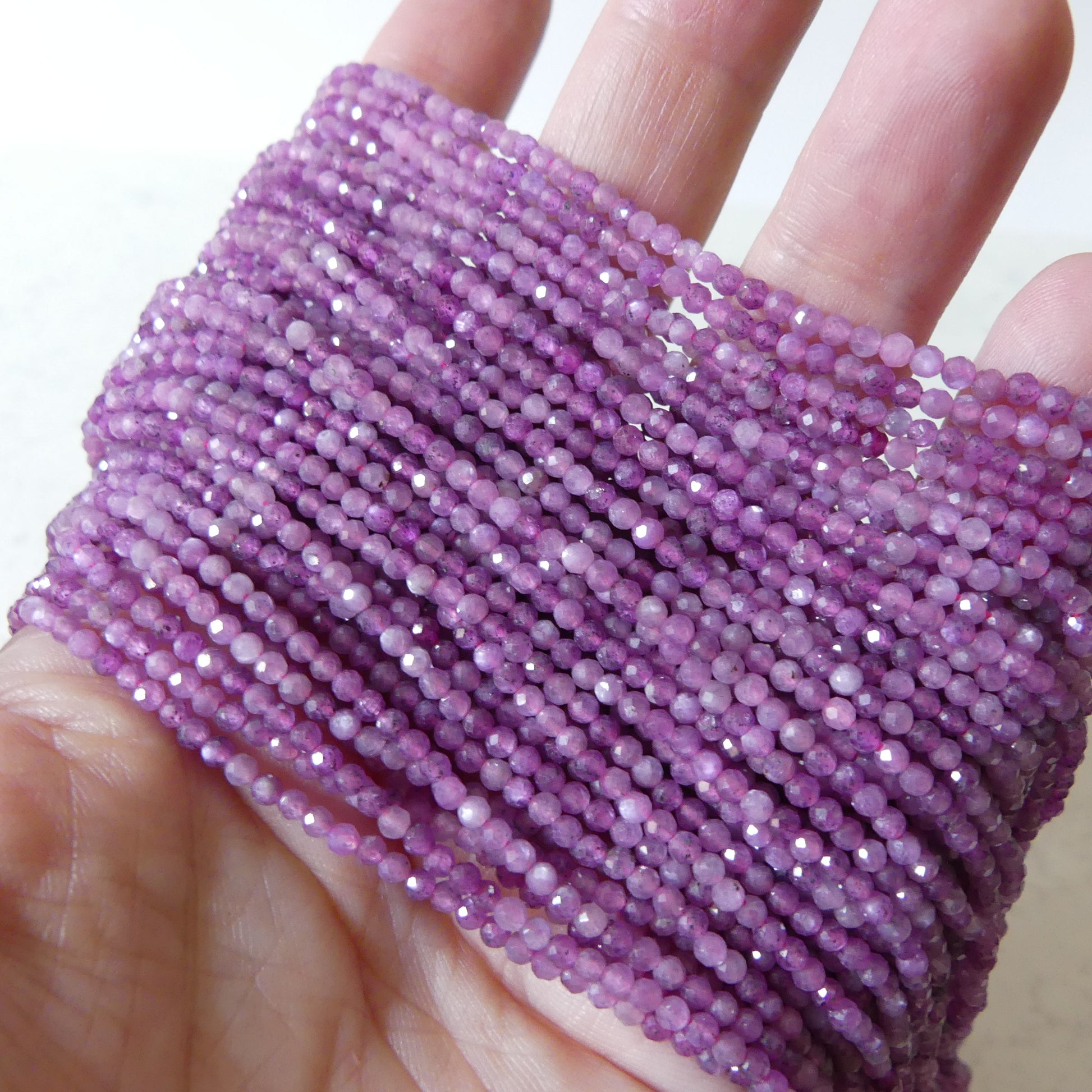 2mm AAA Star Flash Ruby Beads Micro Faceted Beads 15.5" Natural Rare Pink Purple Ruby Gemstone Beads Beading Crafter Gift July Birthstone