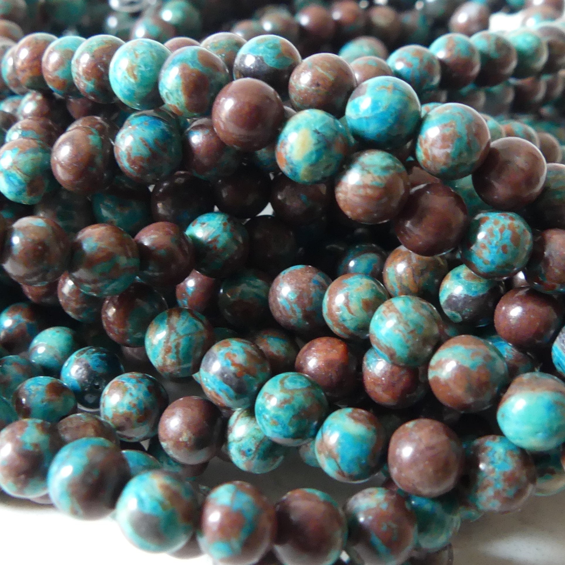 4mm Brown Blue Chrysocolla Beads 15.5" AAA Chrysocolla Smooth Gemstone Beads Beading Crafter Gift