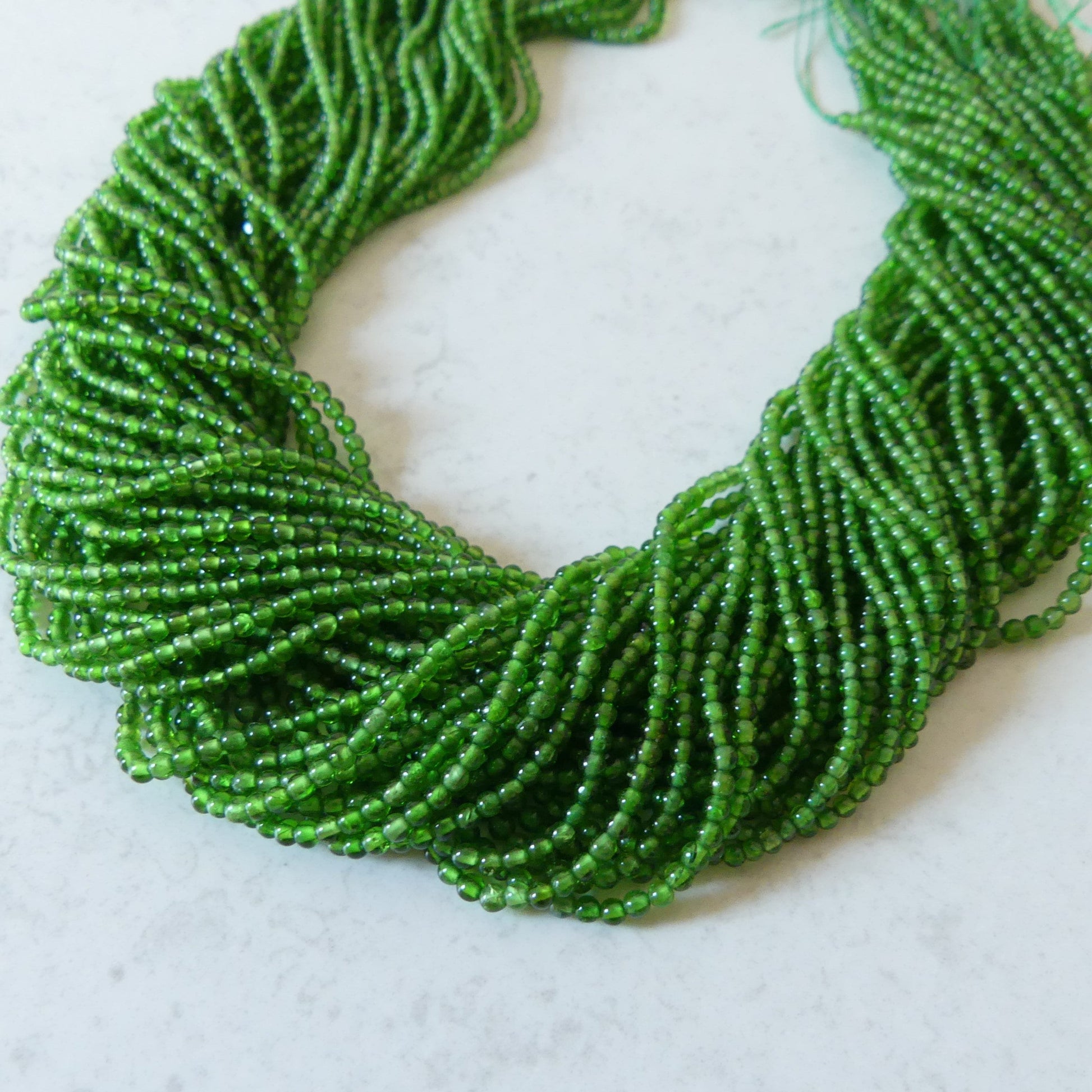 2mm AAA Chrome Diopside Smooth Beads Genuine Small Emerald Green Beads 15" Gemstone Beads for Jewelry Making