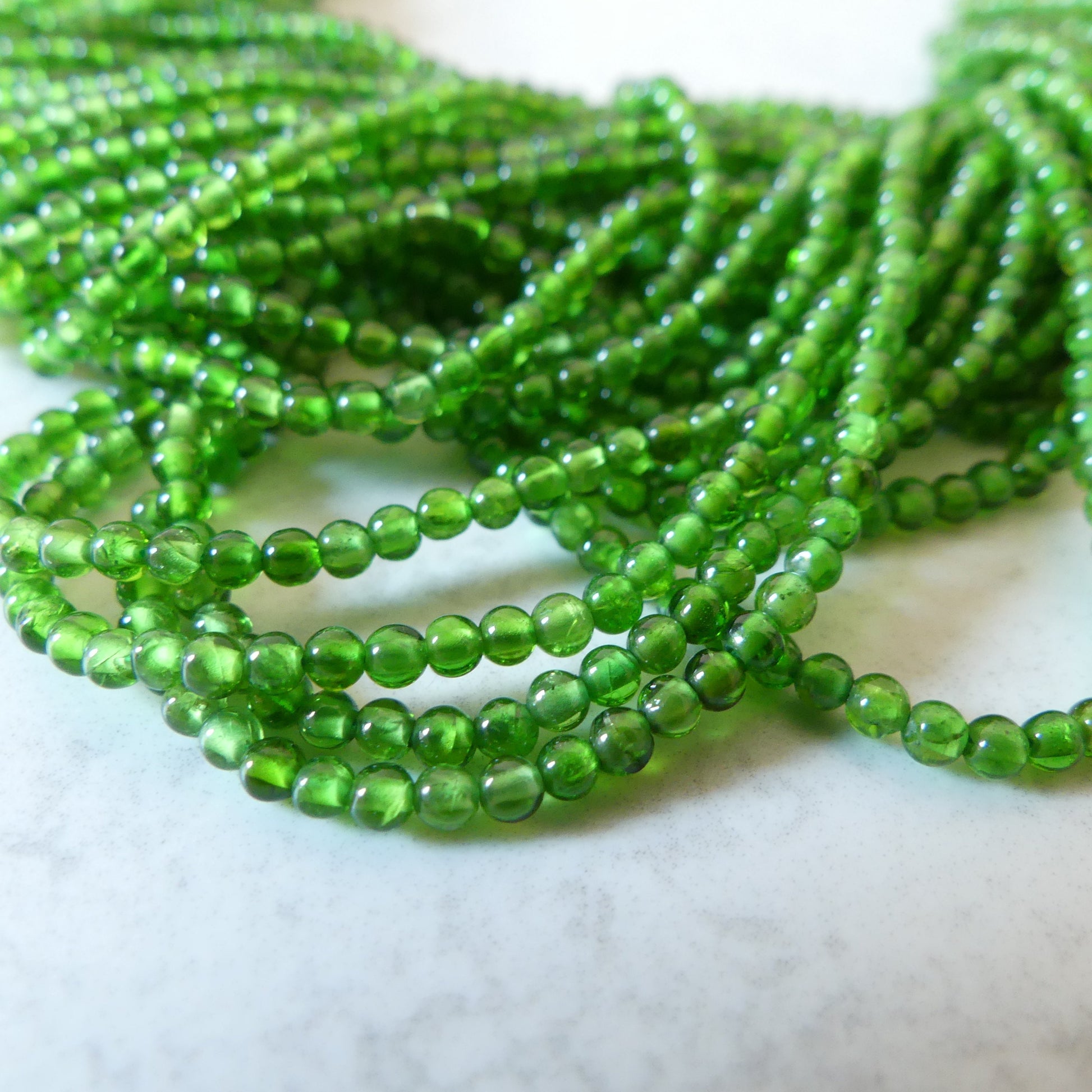 2mm AAA Chrome Diopside Smooth Beads Genuine Small Emerald Green Beads 15" Gemstone Beads for Jewelry Making