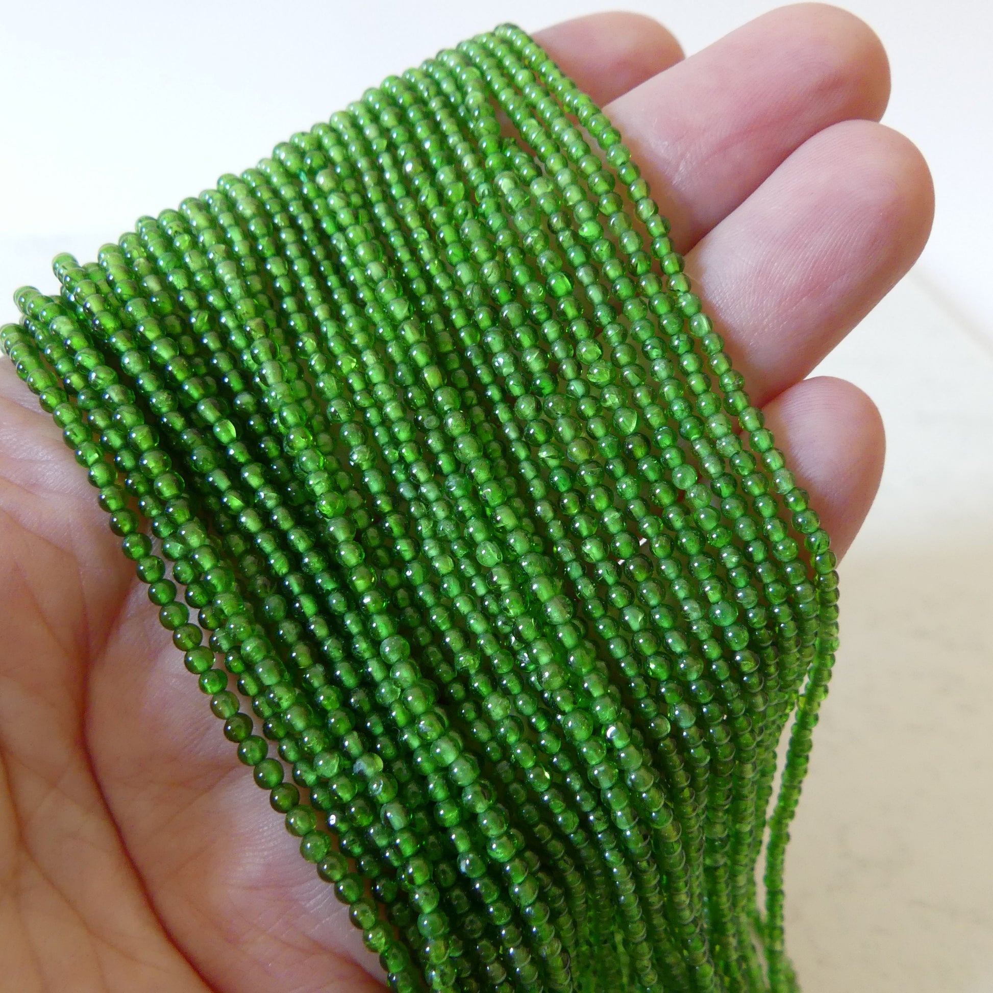2mm AAA Chrome Diopside Smooth Beads Genuine Small Emerald Green Beads 15" Gemstone Beads for Jewelry Making