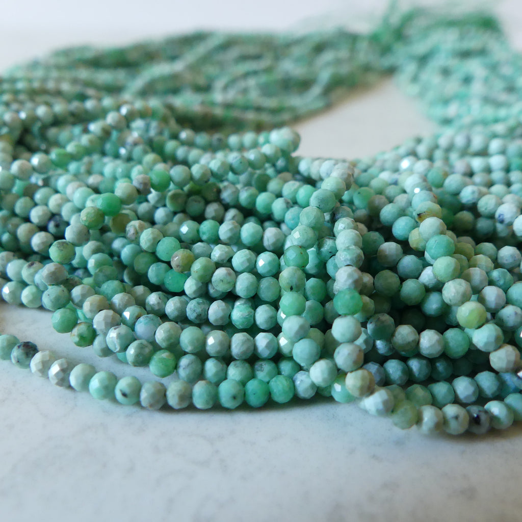 2.5mm Variscite Micro Faceted Beads 15" Green Rare Gemstone Beads for Jewelry Making Beading Gift Crafter