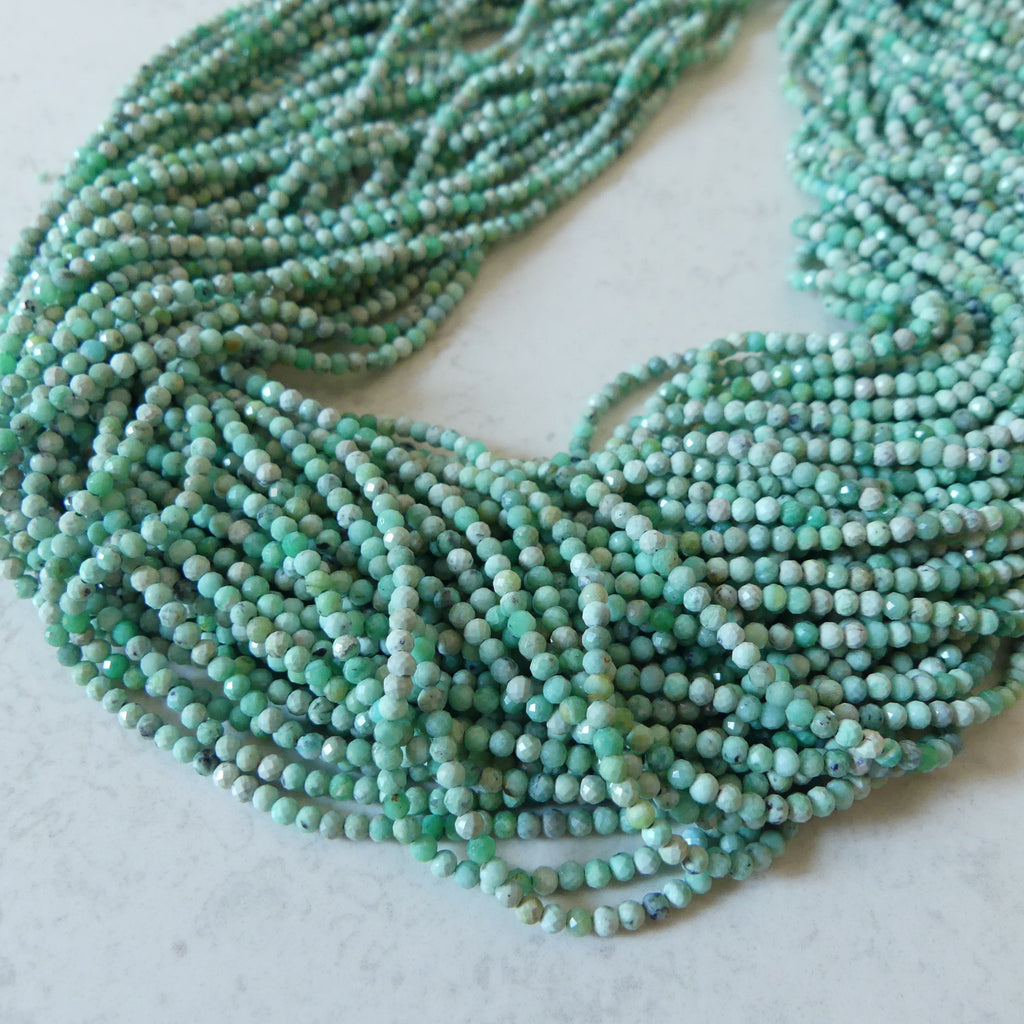 2.5mm Variscite Micro Faceted Beads 15" Green Rare Gemstone Beads for Jewelry Making Beading Gift Crafter