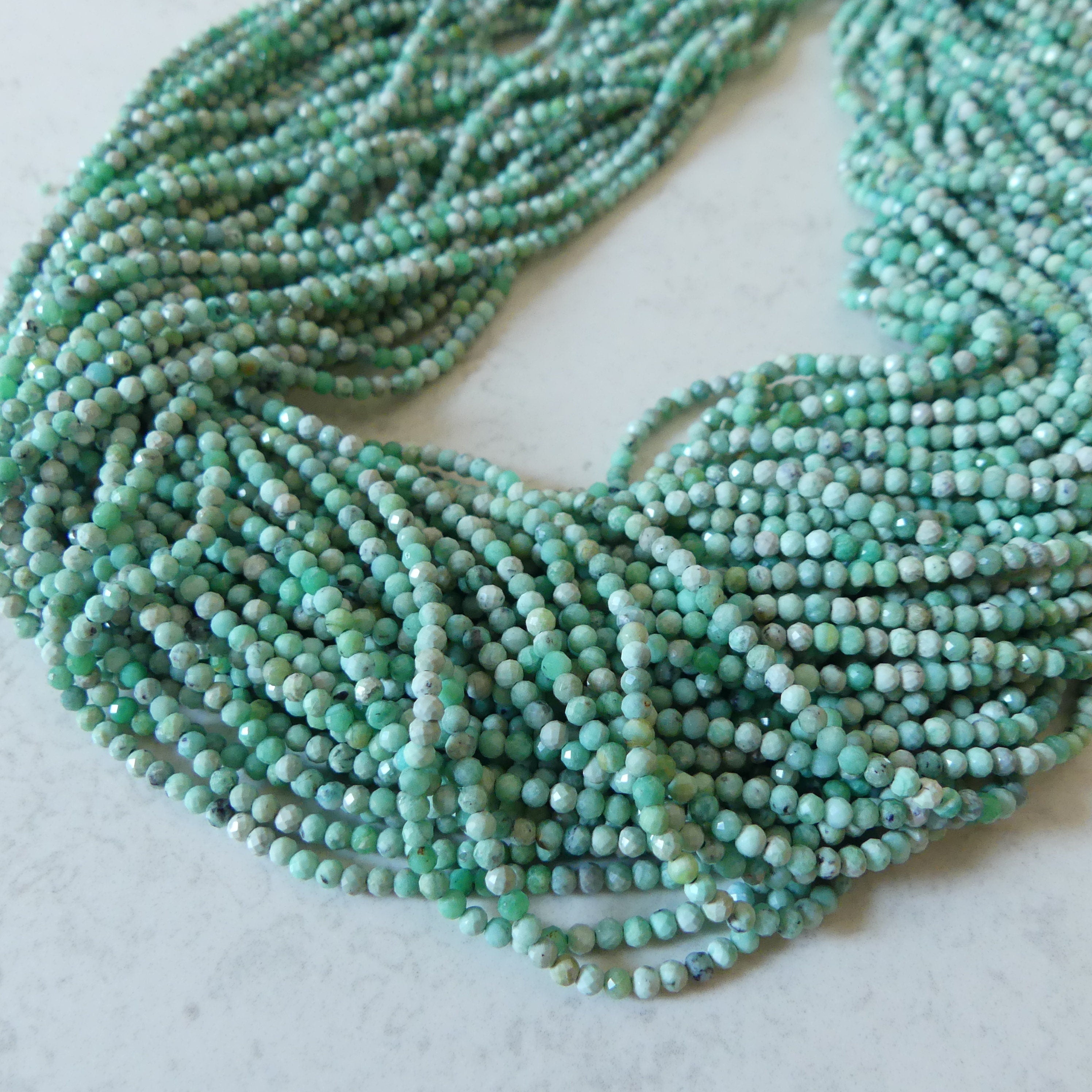 2.5mm Variscite Micro Faceted Beads 15" Green Rare Gemstone Beads for Jewelry Making Beading Gift Crafter