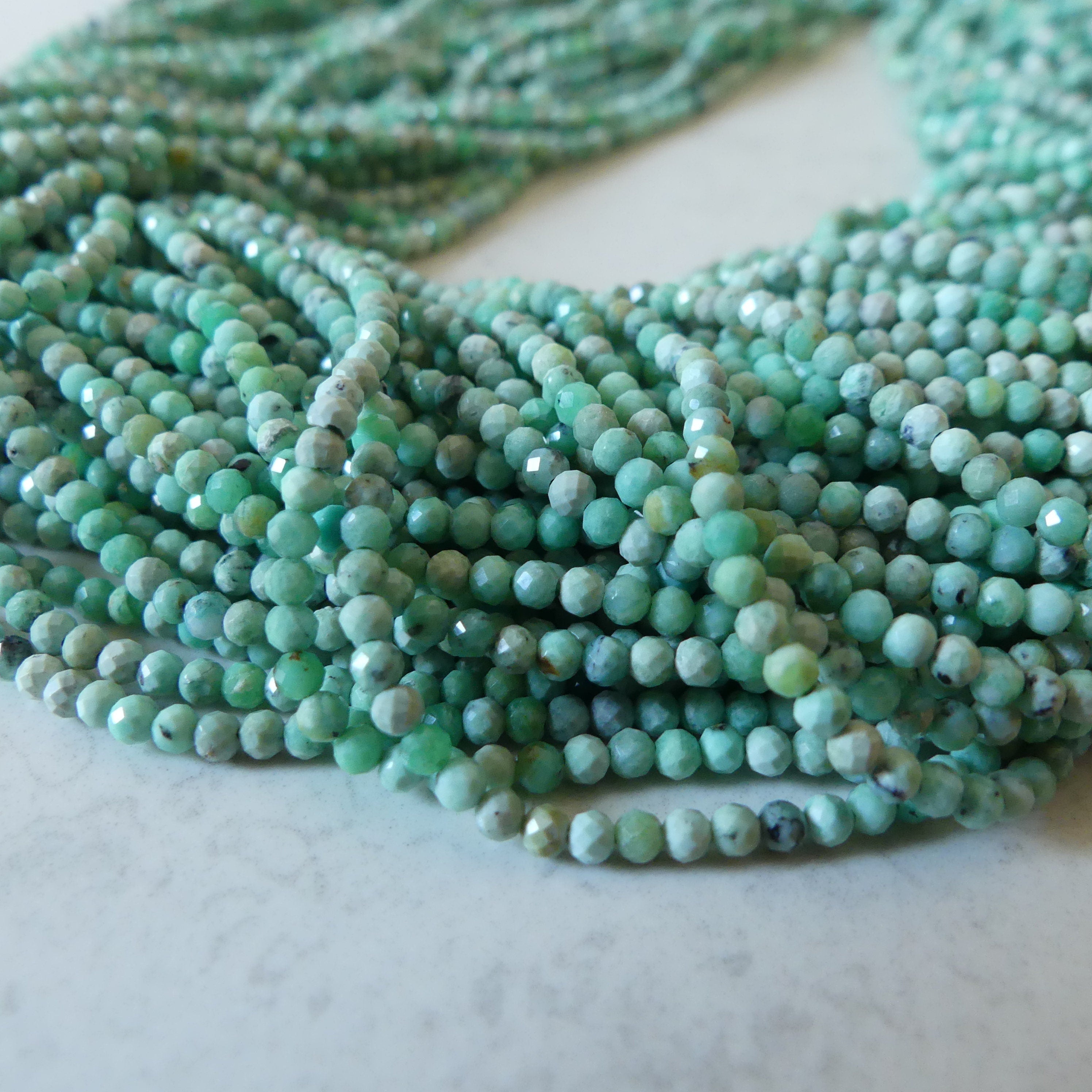 2.5mm Variscite Micro Faceted Beads 15" Green Rare Gemstone Beads for Jewelry Making Beading Gift Crafter