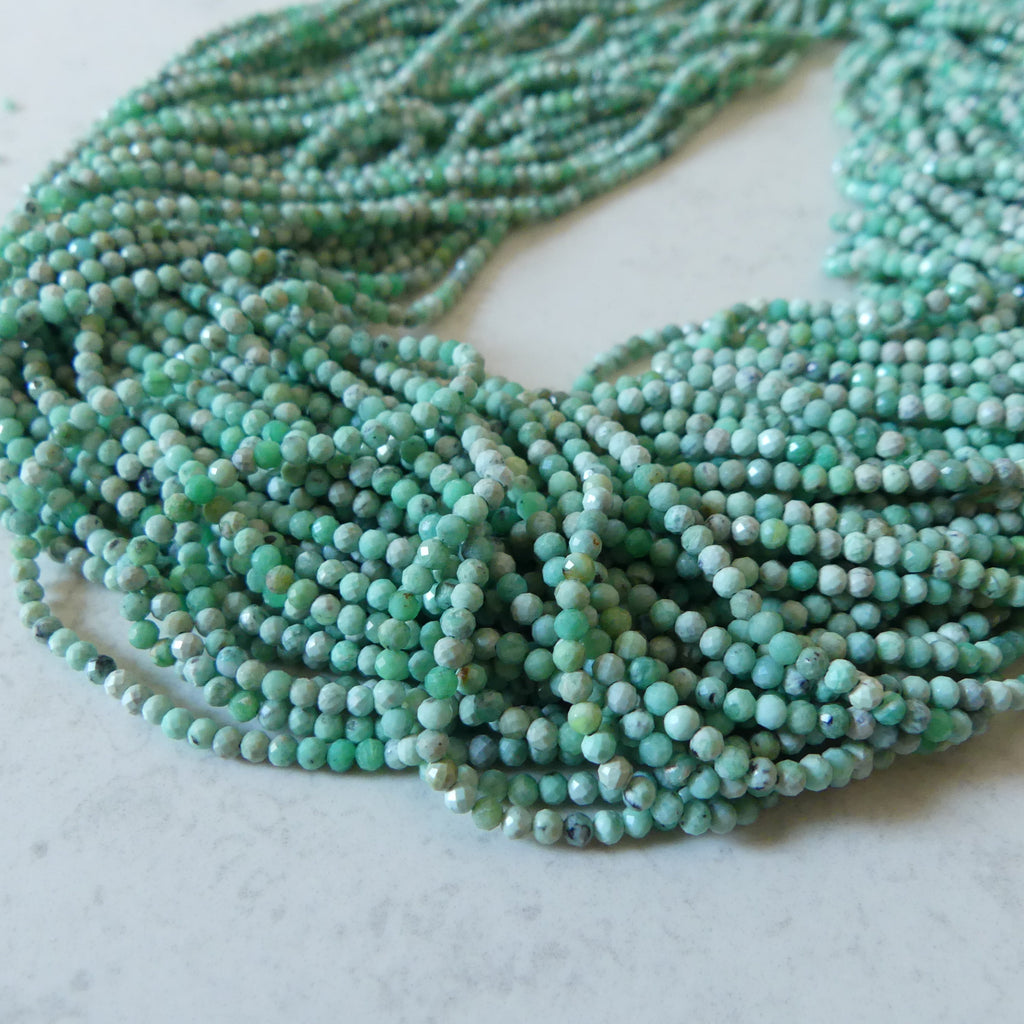 2.5mm Variscite Micro Faceted Beads 15" Green Rare Gemstone Beads for Jewelry Making Beading Gift Crafter