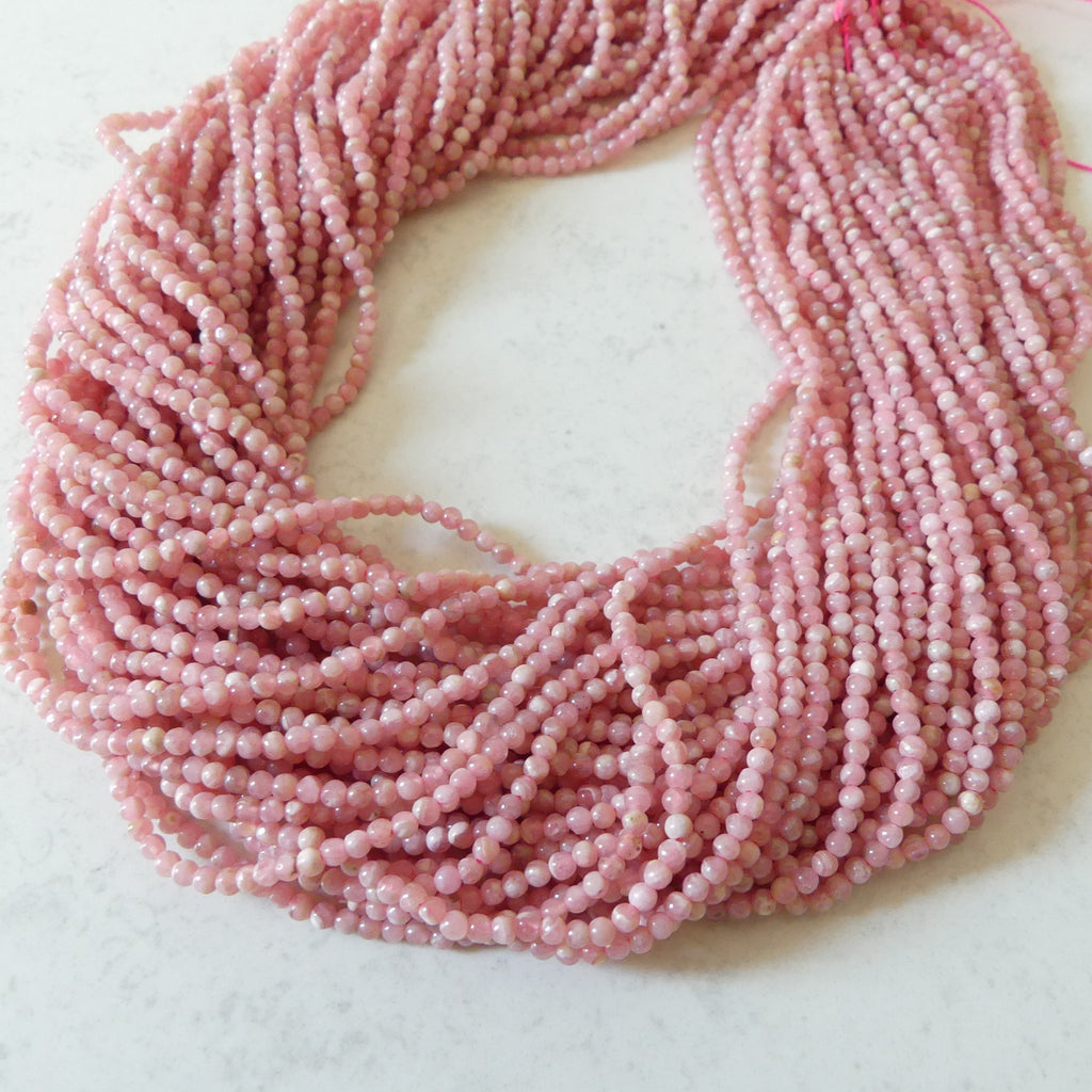 2mm Natural Rhodochrosite Smooth Beads 15" Nude Pink Genuine Gemstone Beads for Jewelry Making Beading Craft Gift Beads Self-Love Abundance
