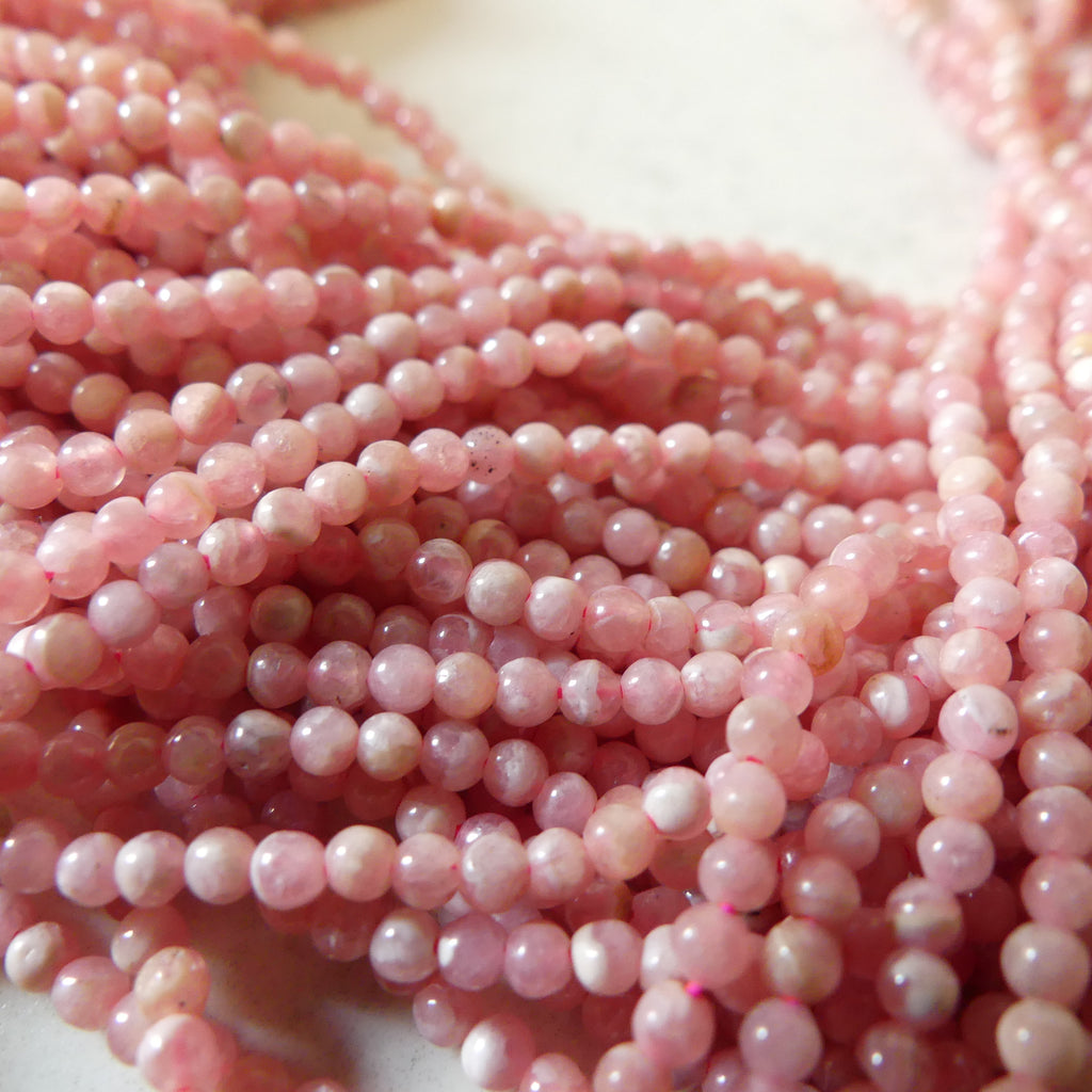 2mm Natural Rhodochrosite Smooth Beads 15" Nude Pink Genuine Gemstone Beads for Jewelry Making Beading Craft Gift Beads Self-Love Abundance