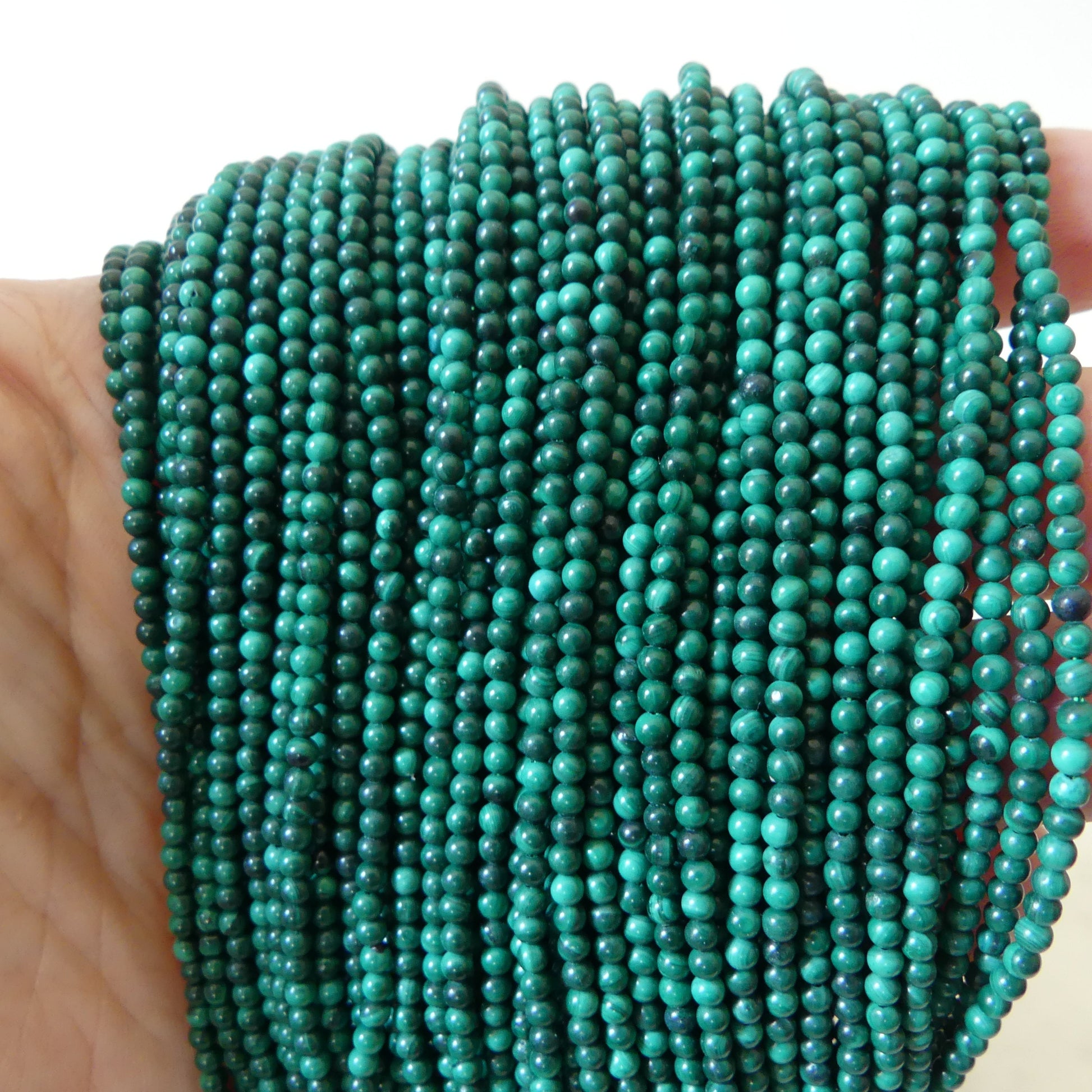 2mm Malachite Smooth Beads 15" Vivid Green Malachite Gemstone Beads for Jewelry Making Beading Gift Crafter