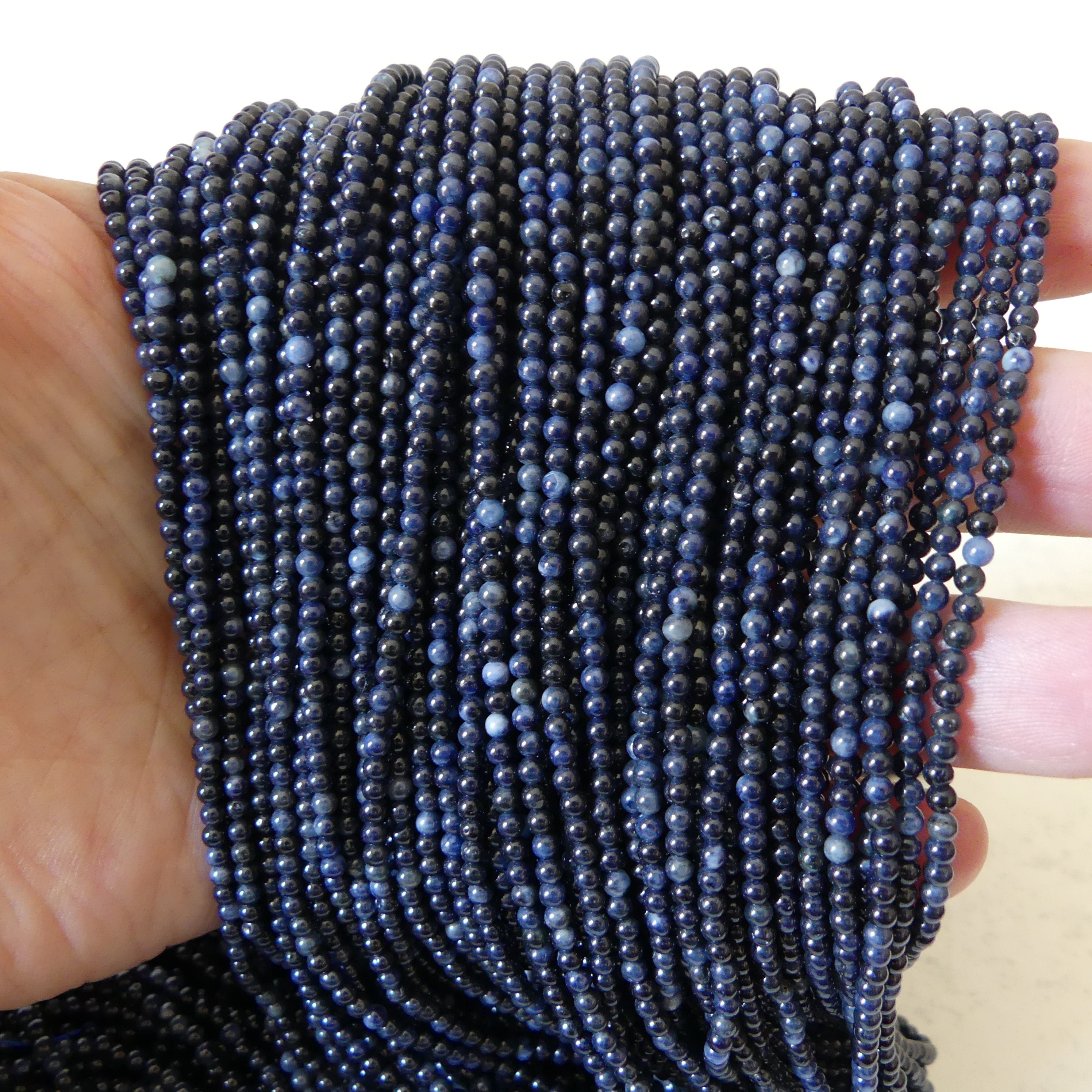 2.5mm Dark Raw Sapphire Beads Smooth 15" Raw Sapphire Genuine Gemstone Beads Jewelry Making Beading Craft Gift September Birthstone