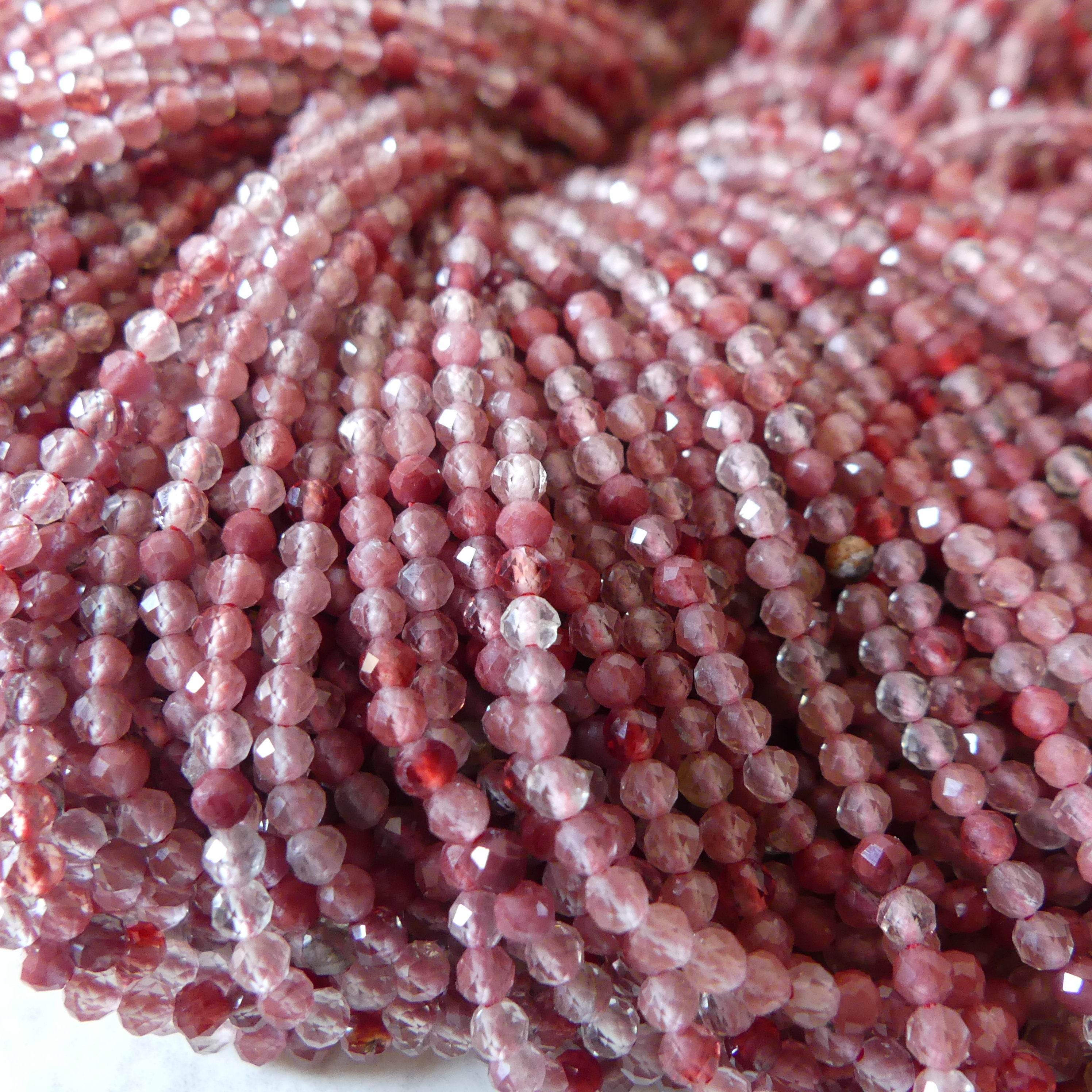 2.5mm Rare Andesine Faceted Beads 15" Red Genuine Sparkly Gemstone Beads for Jewelry Making Beading Craft Gift Beads Self-Love Abundance