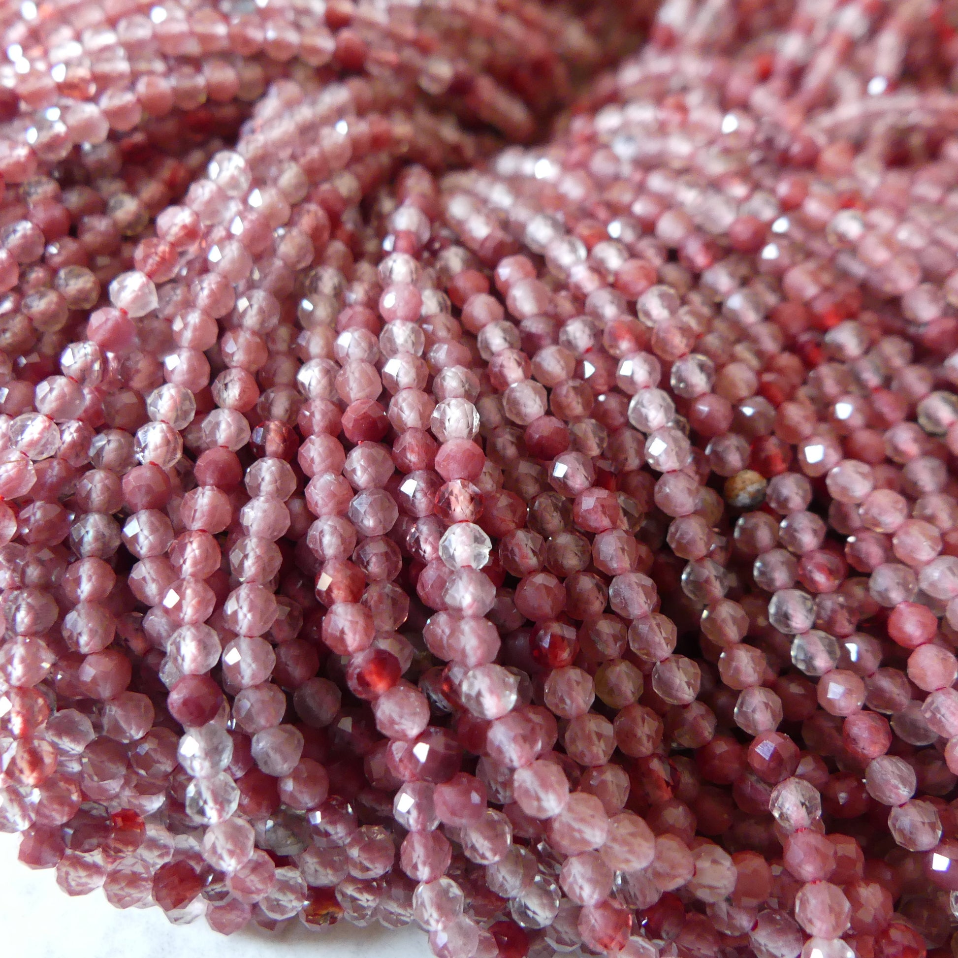 2.5mm Rare Andesine Faceted Beads 15" Red Genuine Sparkly Gemstone Beads for Jewelry Making Beading Craft Gift Beads Self-Love Abundance