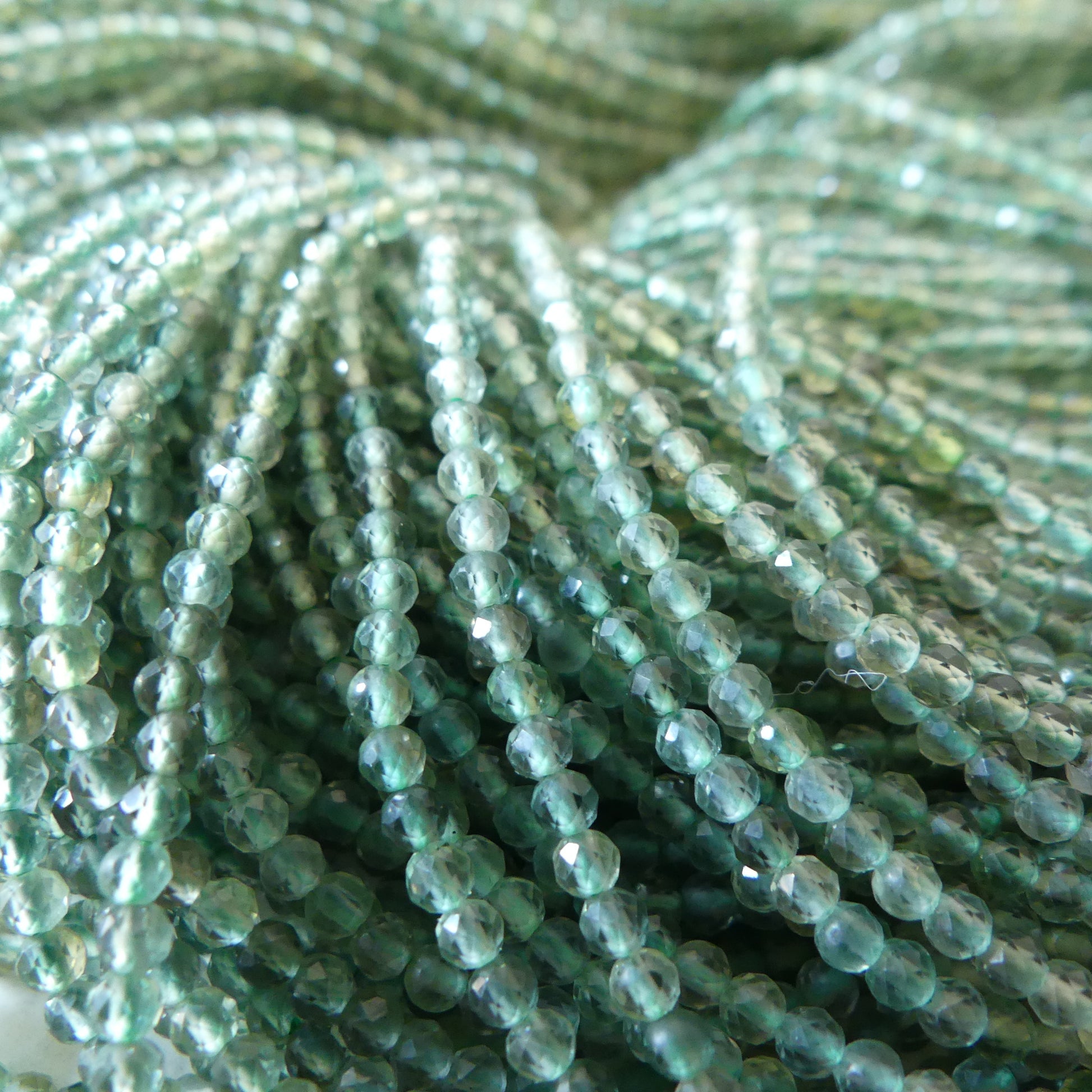 2.4mm Green Amethyst Beads Micro Faceted Beads 15" Green Natural Amethyst Gemstone Beads Beading Crafter Gift February Birthstone