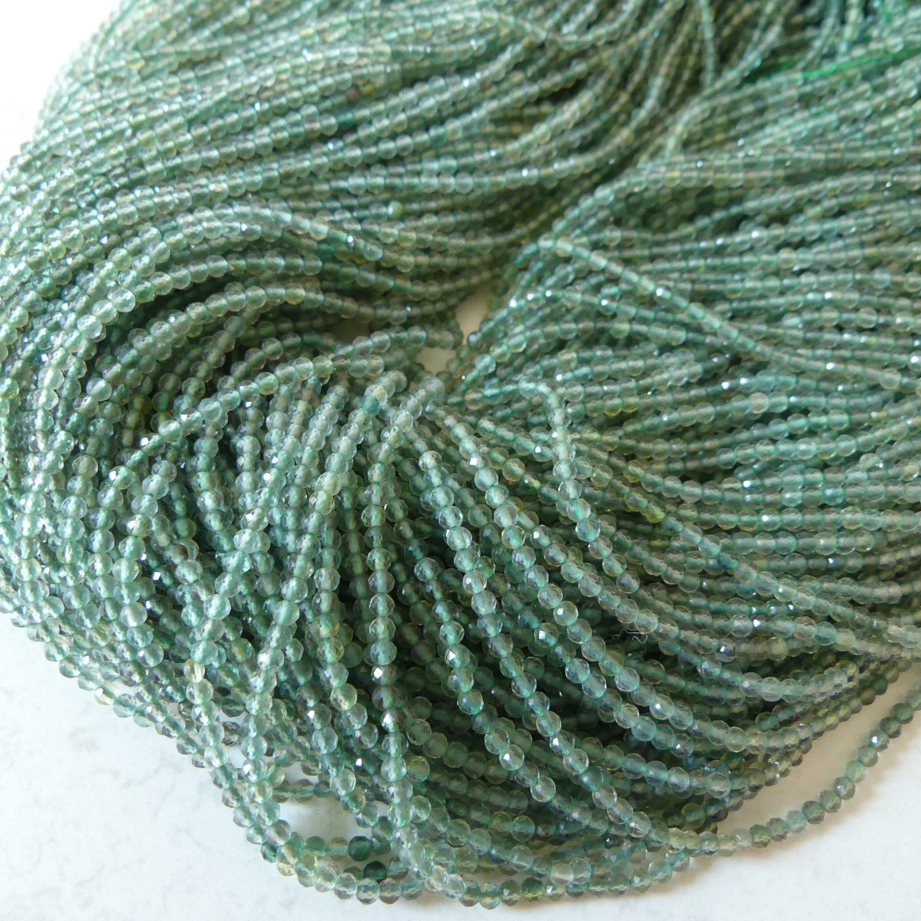 2.4mm Green Amethyst Beads Micro Faceted Beads 15" Green Natural Amethyst Gemstone Beads Beading Crafter Gift February Birthstone