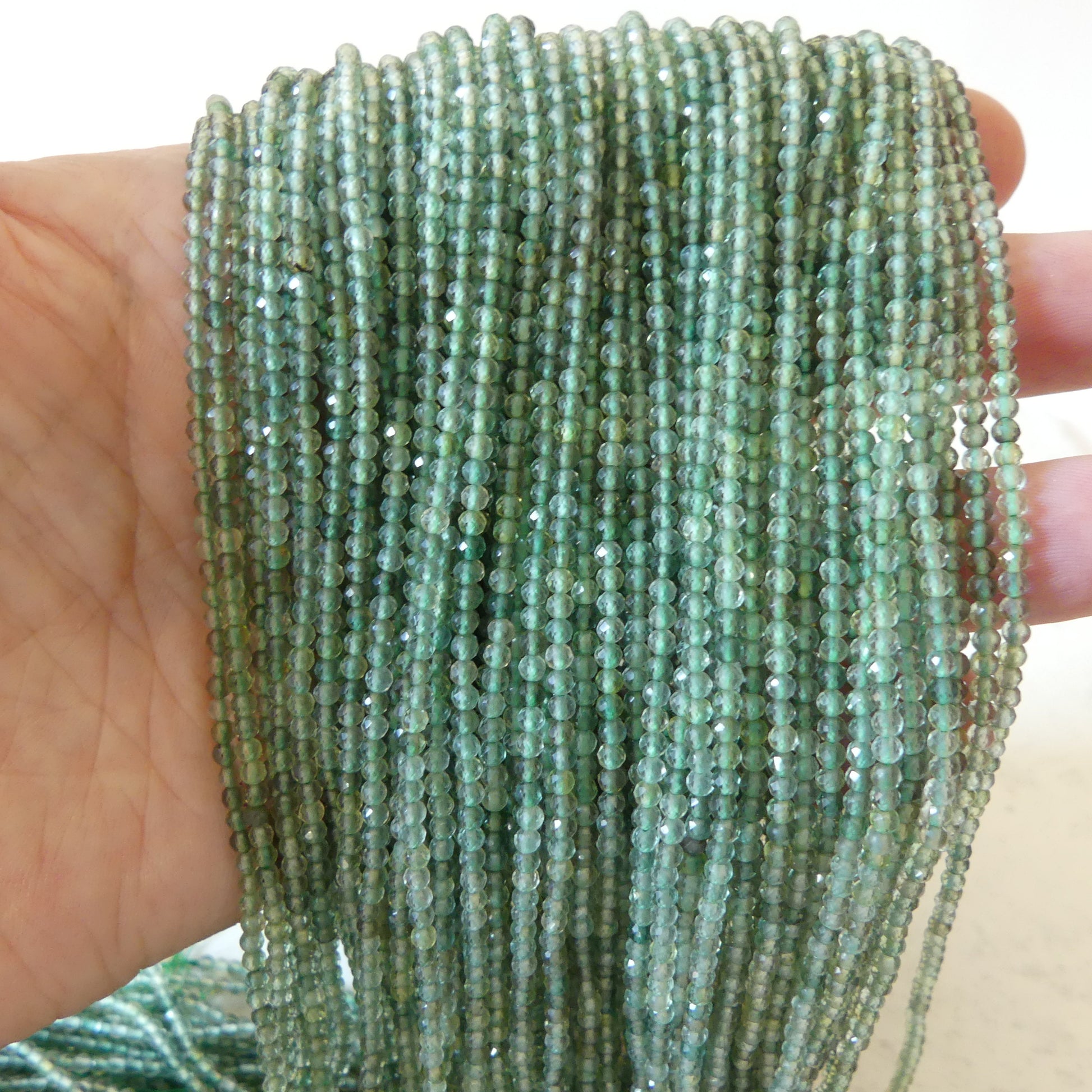 2.4mm Green Amethyst Beads Micro Faceted Beads 15" Green Natural Amethyst Gemstone Beads Beading Crafter Gift February Birthstone