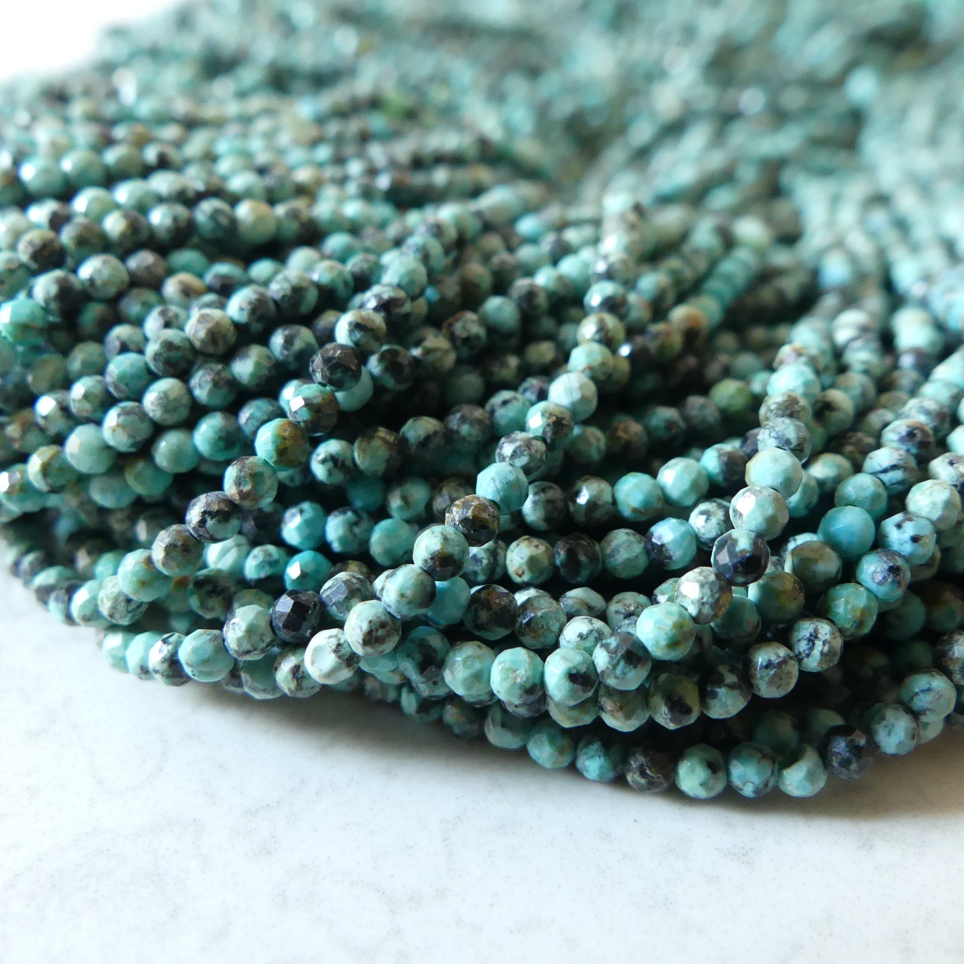 2mm African Turquoise Faceted Beads 15" Turquoise Genuine Gemstone Beads for Jewelry Making Beading Craft Gift Beads December Birthstone