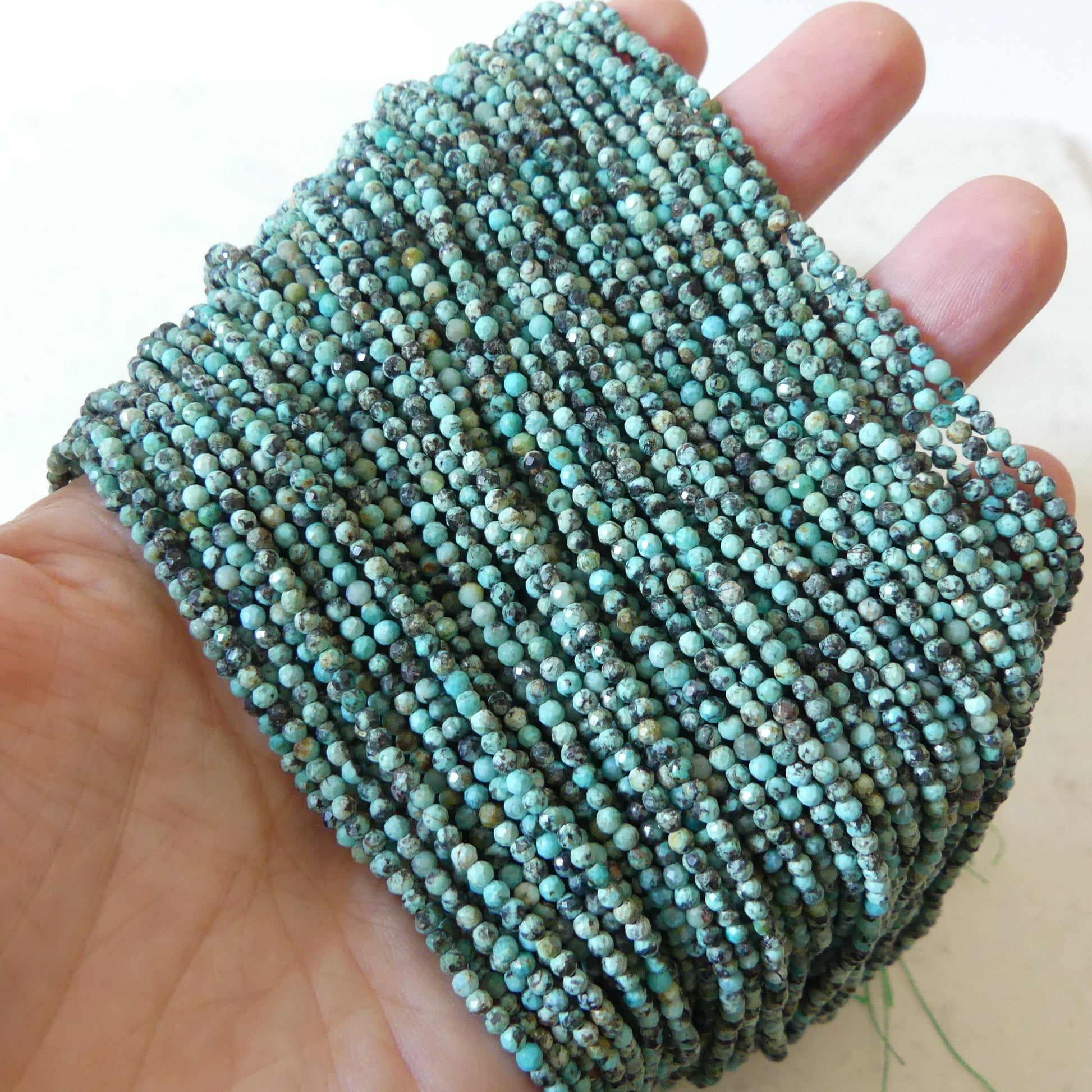 2mm African Turquoise Faceted Beads 15" Turquoise Genuine Gemstone Beads for Jewelry Making Beading Craft Gift Beads December Birthstone