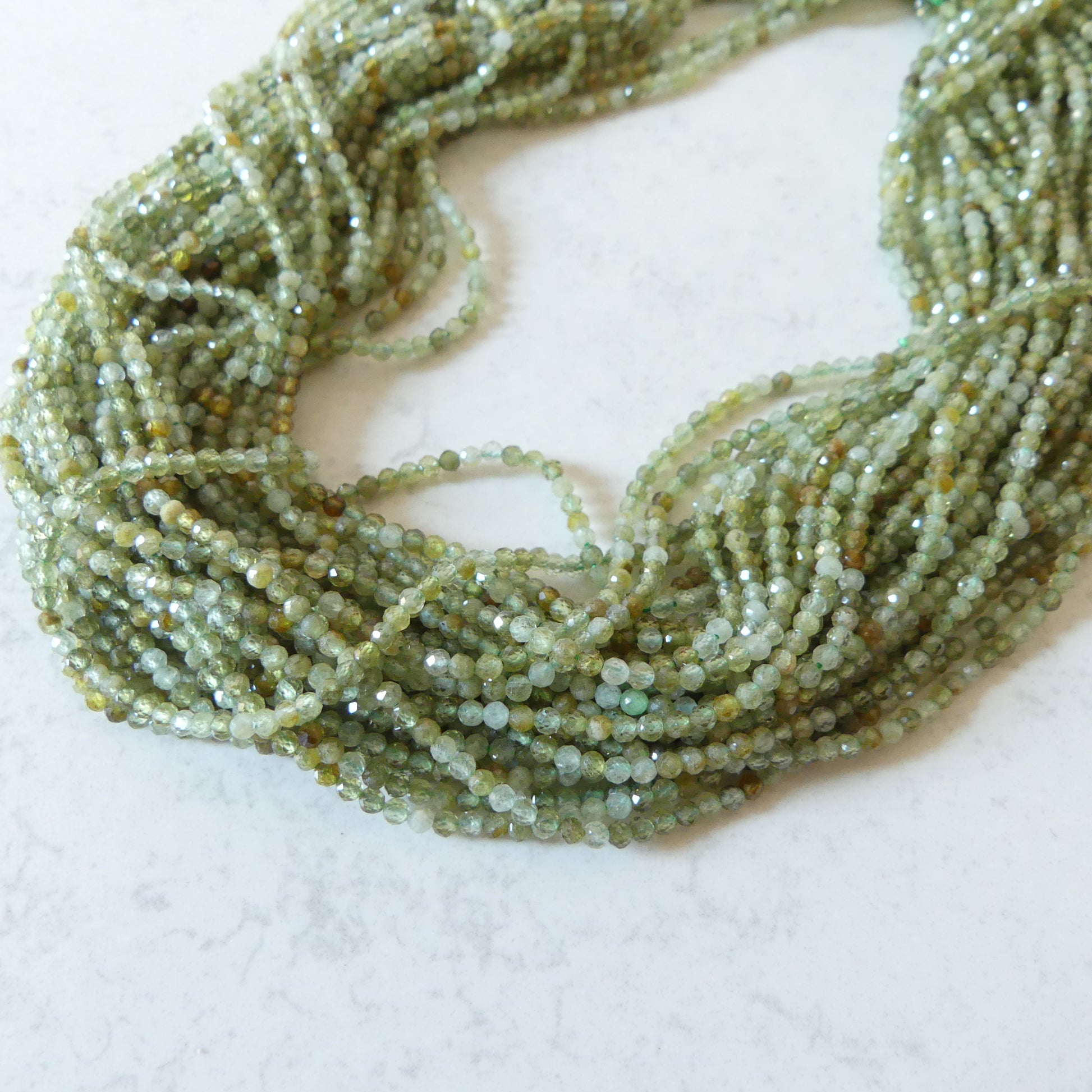 2mm AAA Grossularite Garnet Beads Micro Faceted Green Garnet Beads 15" Natural Garnet Gemstone Beads Beading Crafter Gift DIY Jewelry