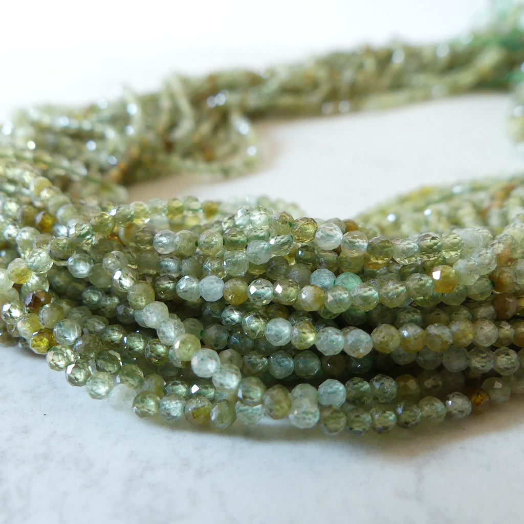 2mm AAA Grossularite Garnet Beads Micro Faceted Green Garnet Beads 15" Natural Garnet Gemstone Beads Beading Crafter Gift DIY Jewelry