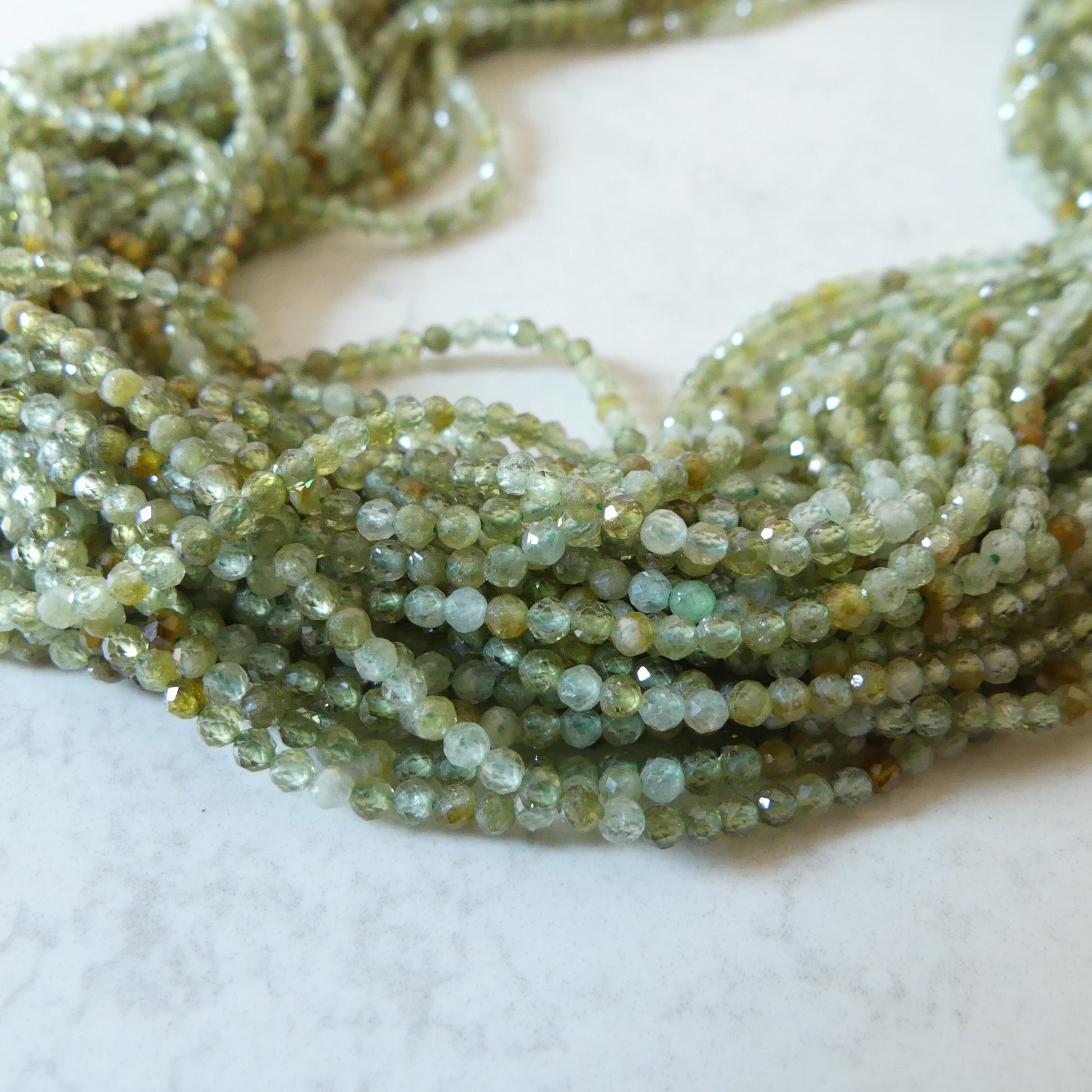 2mm AAA Grossularite Garnet Beads Micro Faceted Green Garnet Beads 15" Natural Garnet Gemstone Beads Beading Crafter Gift DIY Jewelry