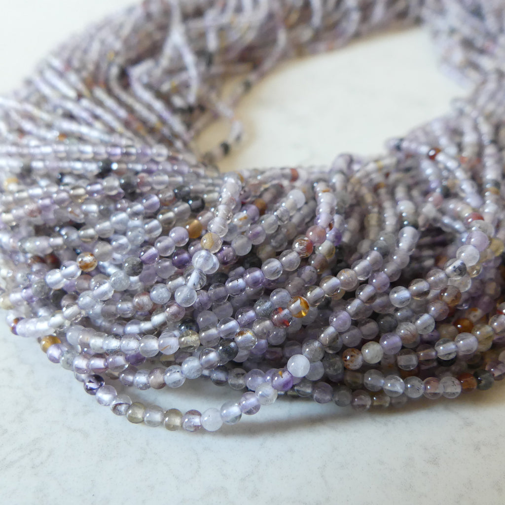 2mm Cacoxenite Smooth Beads Super Seven 7 Genuine Beads 15" Gemstone Melody Stone Beads Beading Crafter Gift DIY Jewelry Making