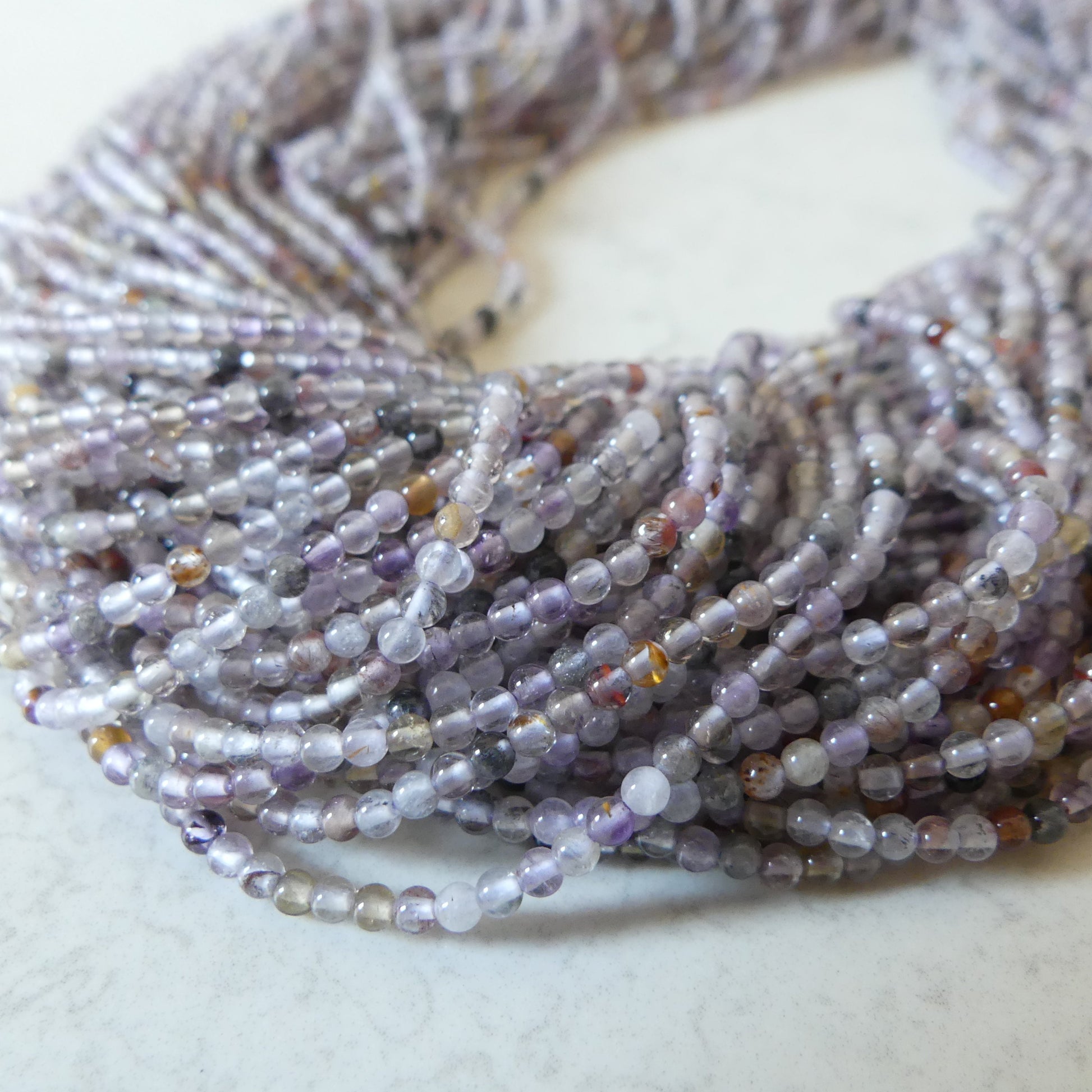 2mm Cacoxenite Smooth Beads Super Seven 7 Genuine Beads 15" Gemstone Melody Stone Beads Beading Crafter Gift DIY Jewelry Making