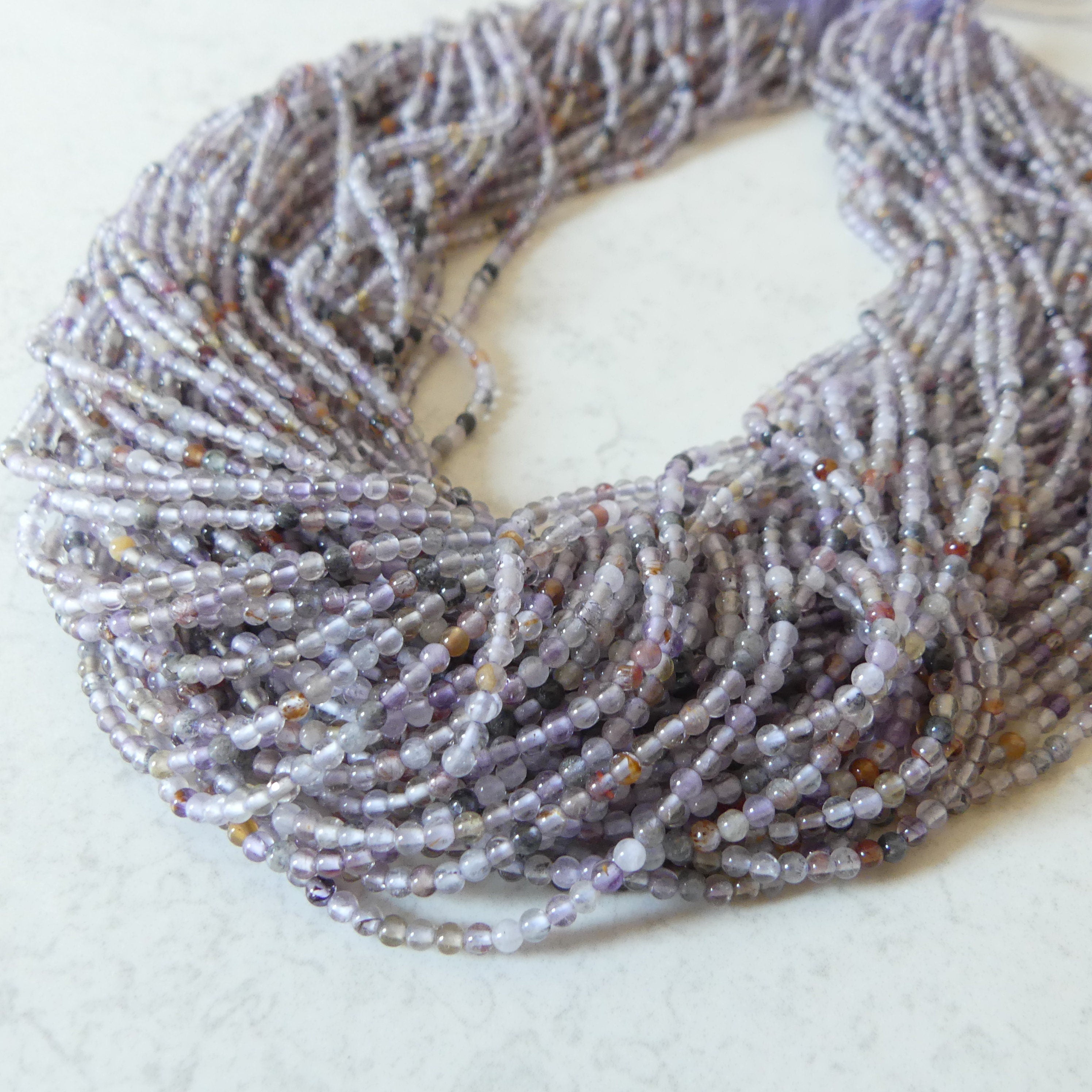 2mm Cacoxenite Smooth Beads Super Seven 7 Genuine Beads 15" Gemstone Melody Stone Beads Beading Crafter Gift DIY Jewelry Making