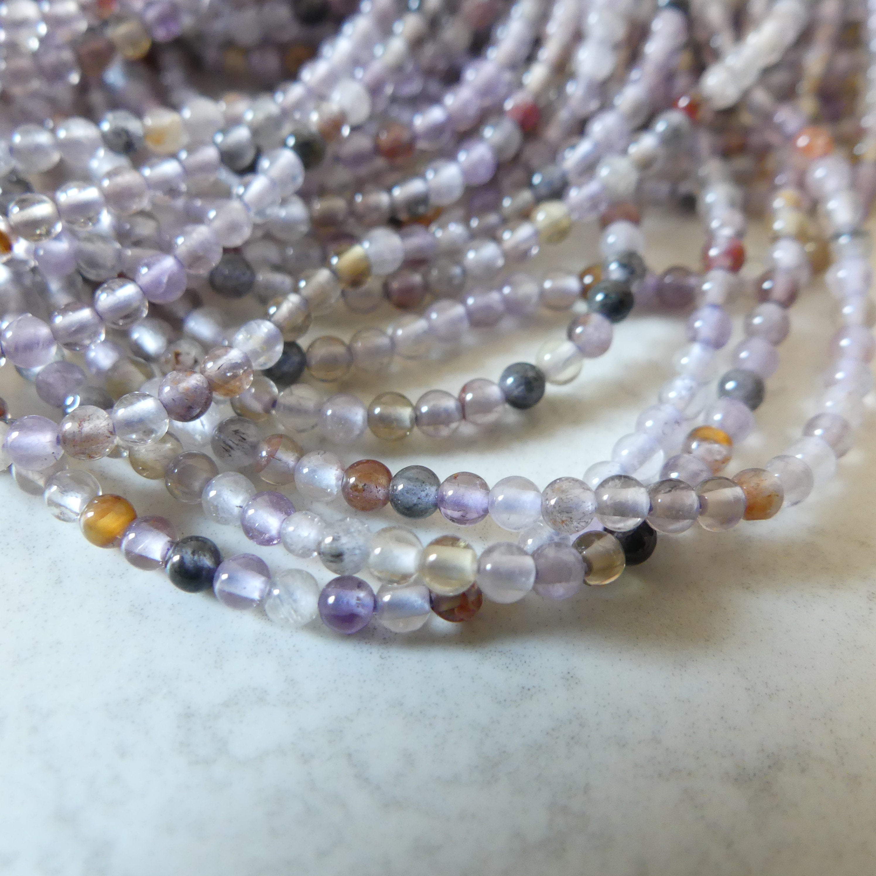 2mm Cacoxenite Smooth Beads Super Seven 7 Genuine Beads 15" Gemstone Melody Stone Beads Beading Crafter Gift DIY Jewelry Making
