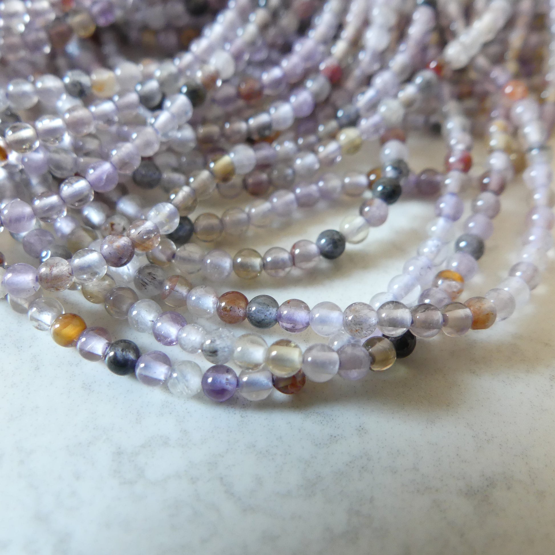 2mm Cacoxenite Smooth Beads Super Seven 7 Genuine Beads 15" Gemstone Melody Stone Beads Beading Crafter Gift DIY Jewelry Making