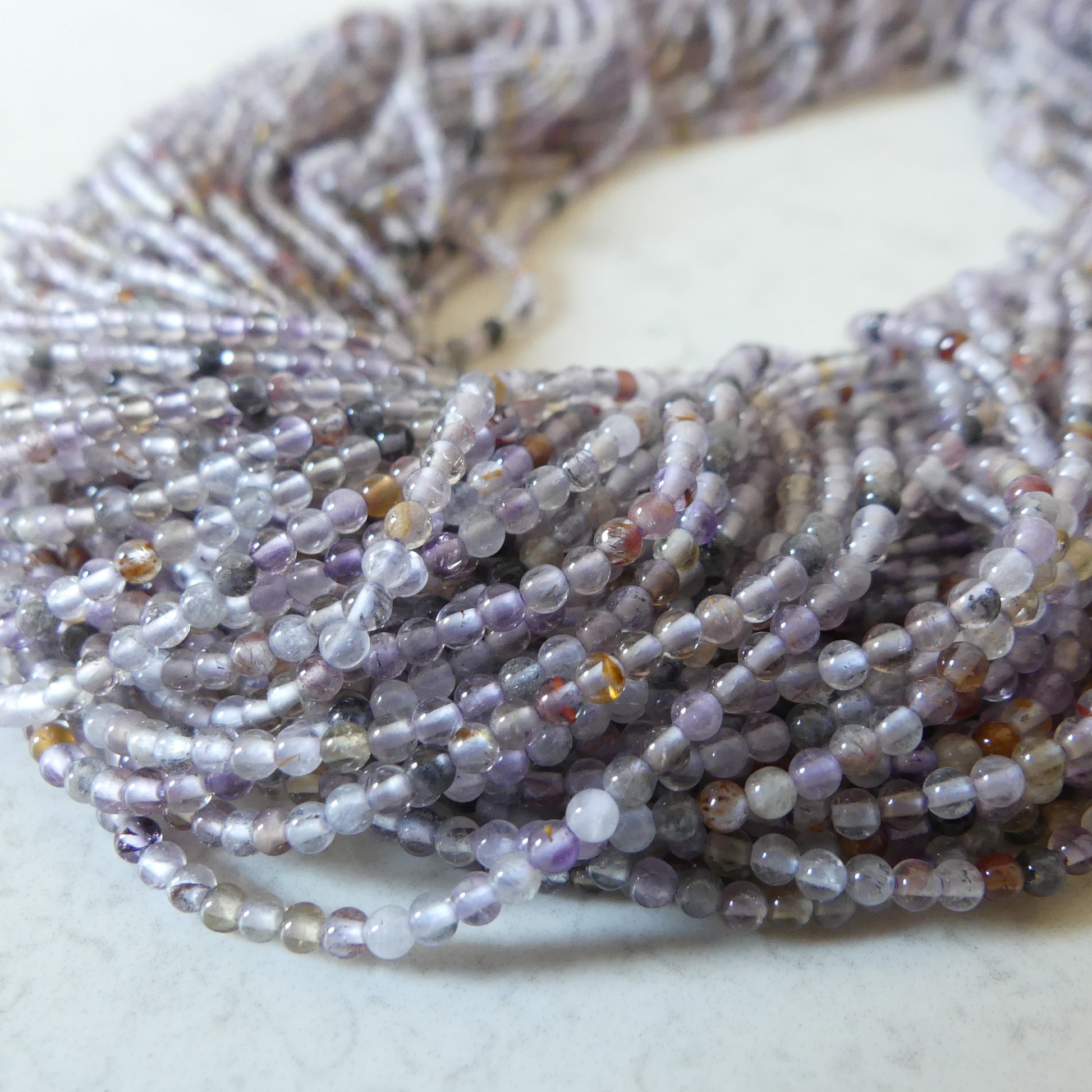 2mm Cacoxenite Smooth Beads Super Seven 7 Genuine Beads 15" Gemstone Melody Stone Beads Beading Crafter Gift DIY Jewelry Making