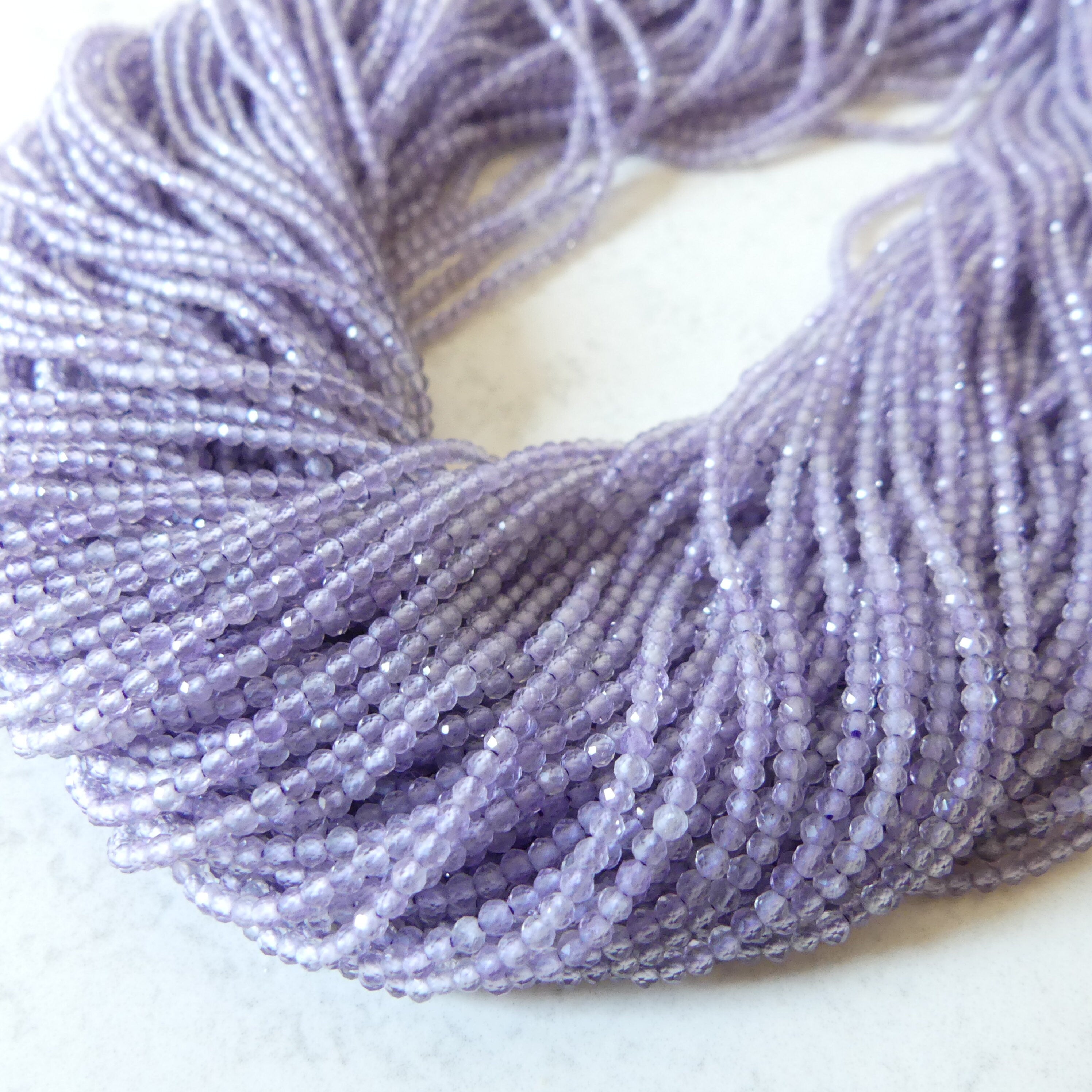 2mm AAA Lilac Amethyst Beads Micro Faceted Beads 15" Purple Natural Amethyst Gemstone Beads Beading Crafter Gift February Birthstone