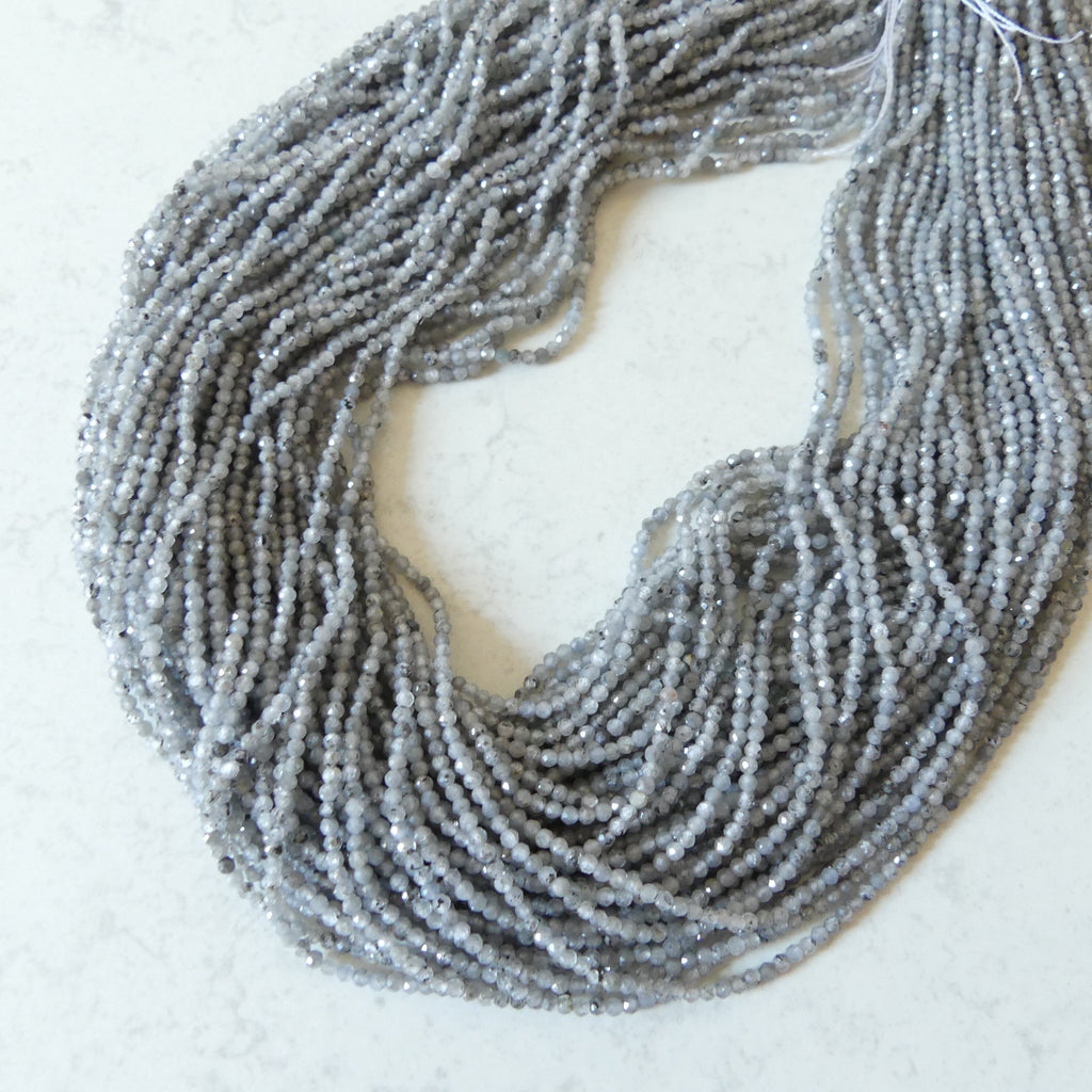 2mm Natural Gray Zircon Micro Faceted Beads Genuine Zircon From Italy 15.5" Transparent Sparkly Gemstone Beads for Jewelry Making