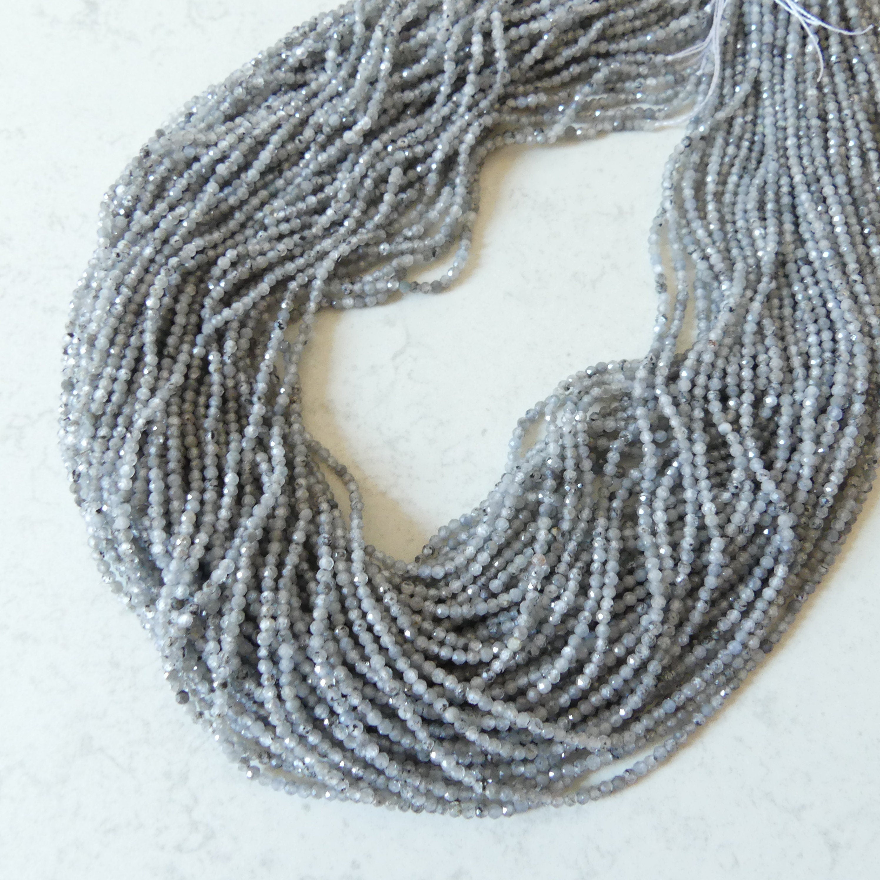 2mm Natural Gray Zircon Micro Faceted Beads Genuine Zircon From Italy 15.5" Transparent Sparkly Gemstone Beads for Jewelry Making