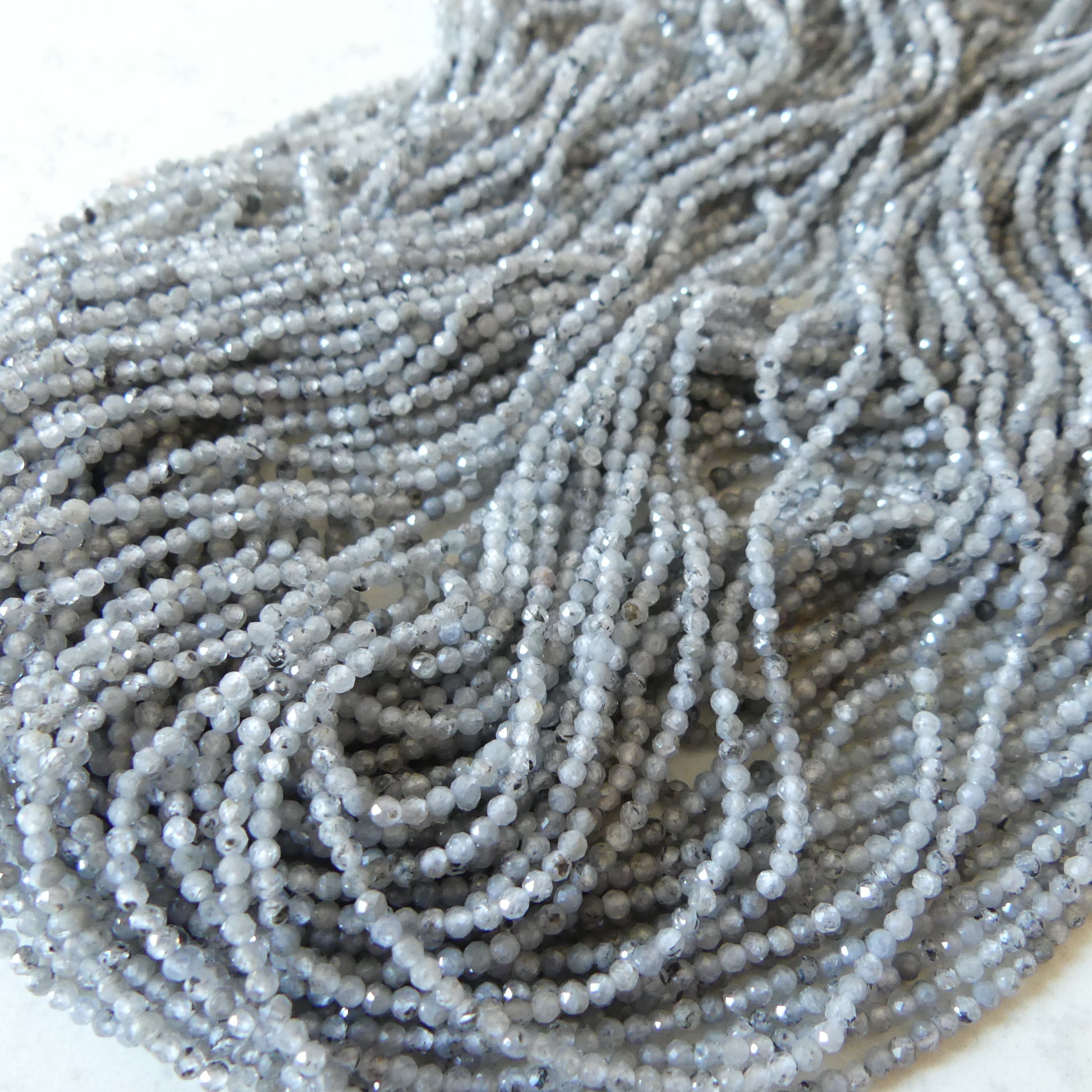 2mm Natural Gray Zircon Micro Faceted Beads Genuine Zircon From Italy 15.5" Transparent Sparkly Gemstone Beads for Jewelry Making