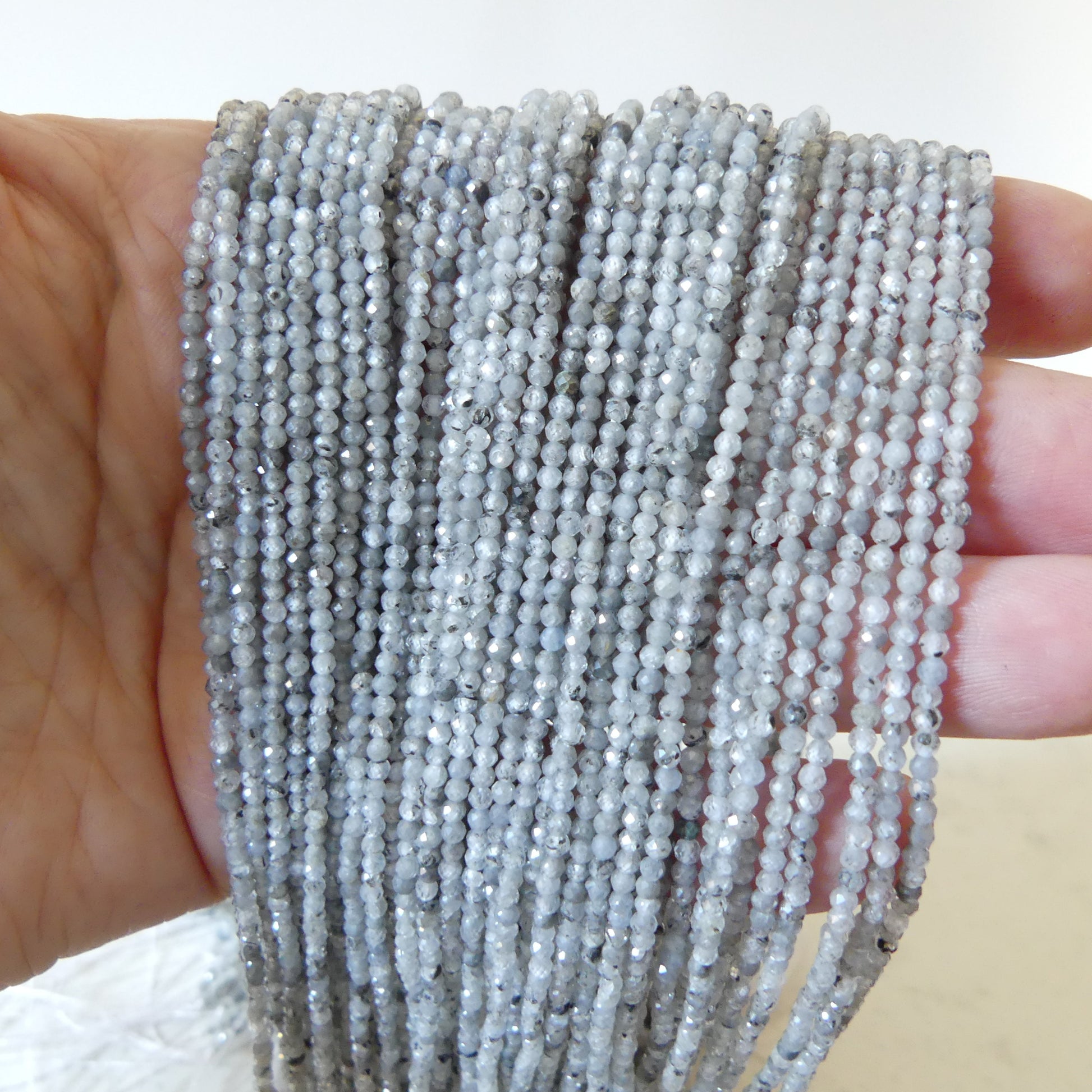 2mm Natural Gray Zircon Micro Faceted Beads Genuine Zircon From Italy 15.5" Transparent Sparkly Gemstone Beads for Jewelry Making