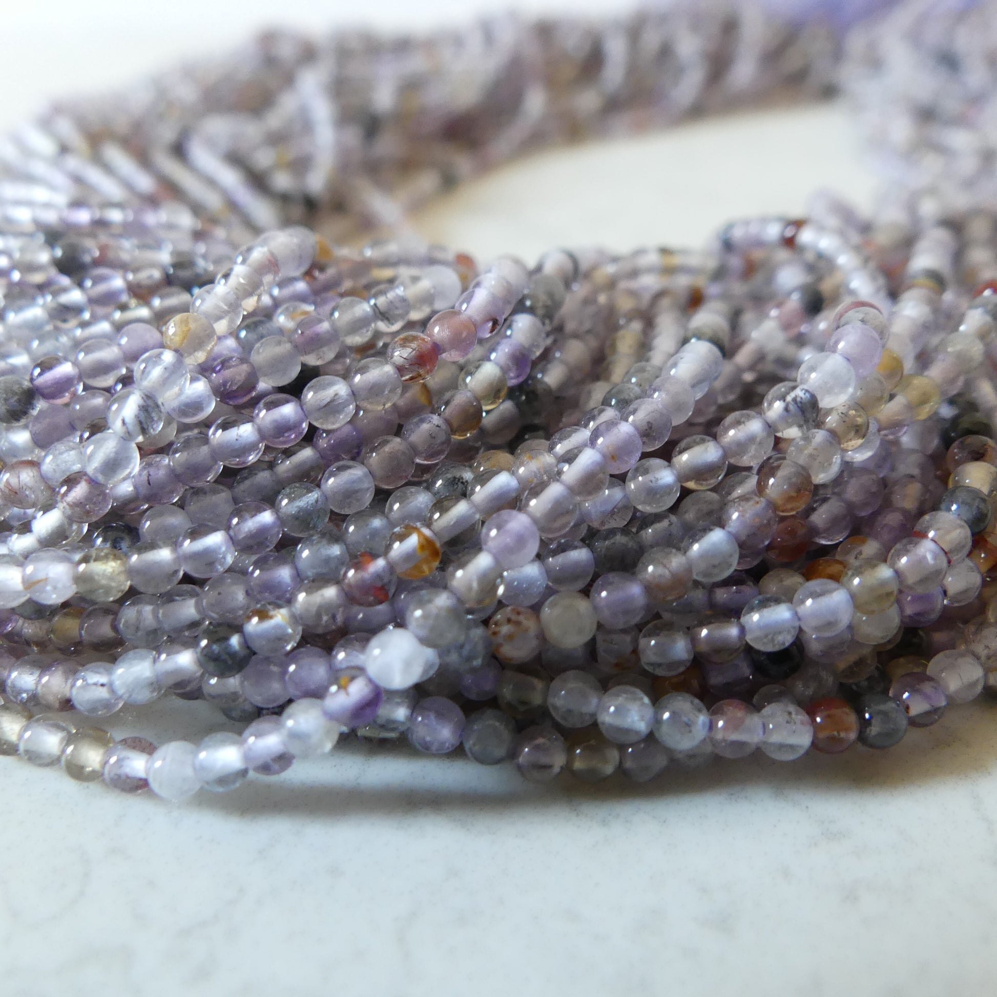 2mm Cacoxenite Smooth Beads Super Seven 7 Genuine Beads 15" Gemstone Melody Stone Beads Beading Crafter Gift DIY Jewelry Making
