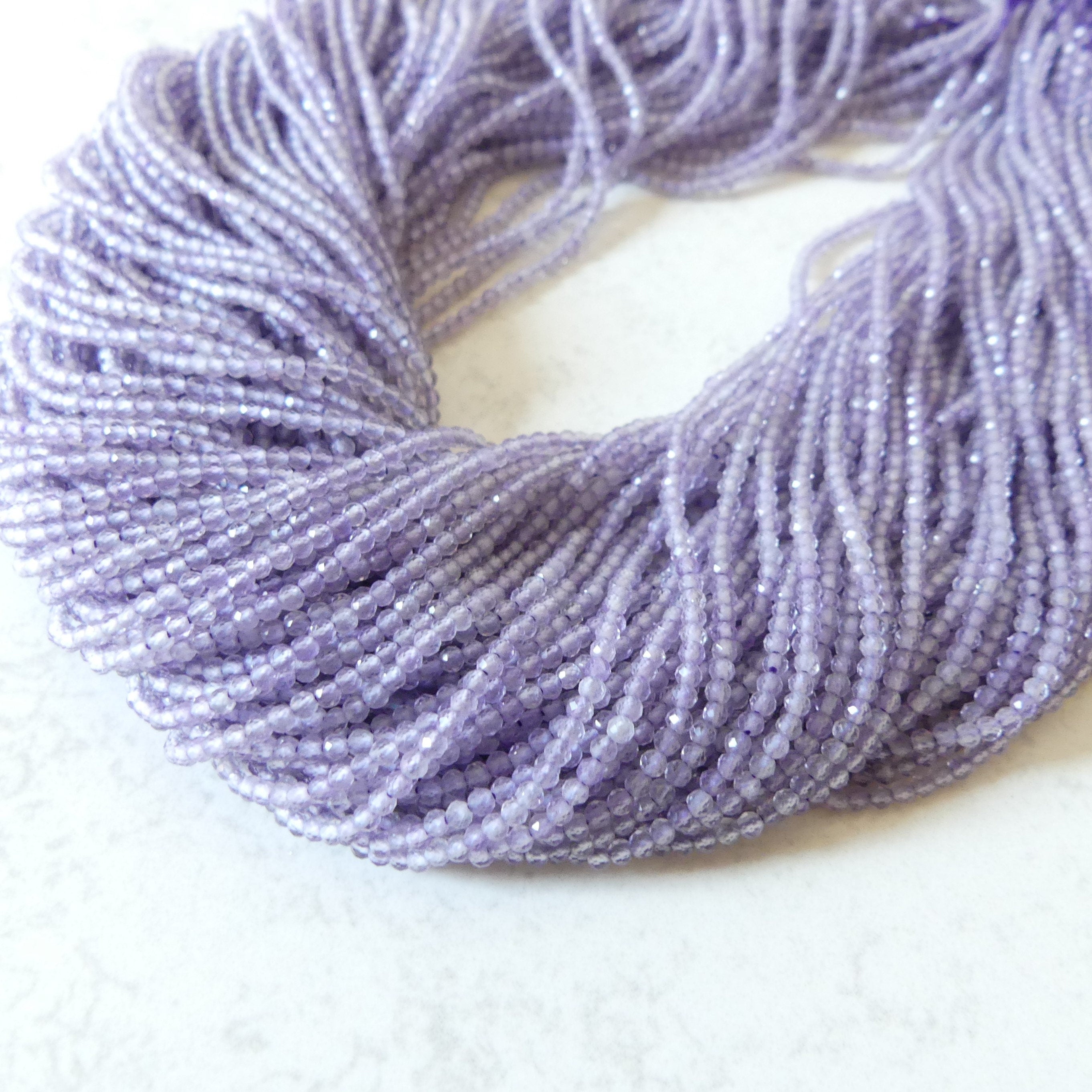 2mm AAA Lilac Amethyst Beads Micro Faceted Beads 15" Purple Natural Amethyst Gemstone Beads Beading Crafter Gift February Birthstone