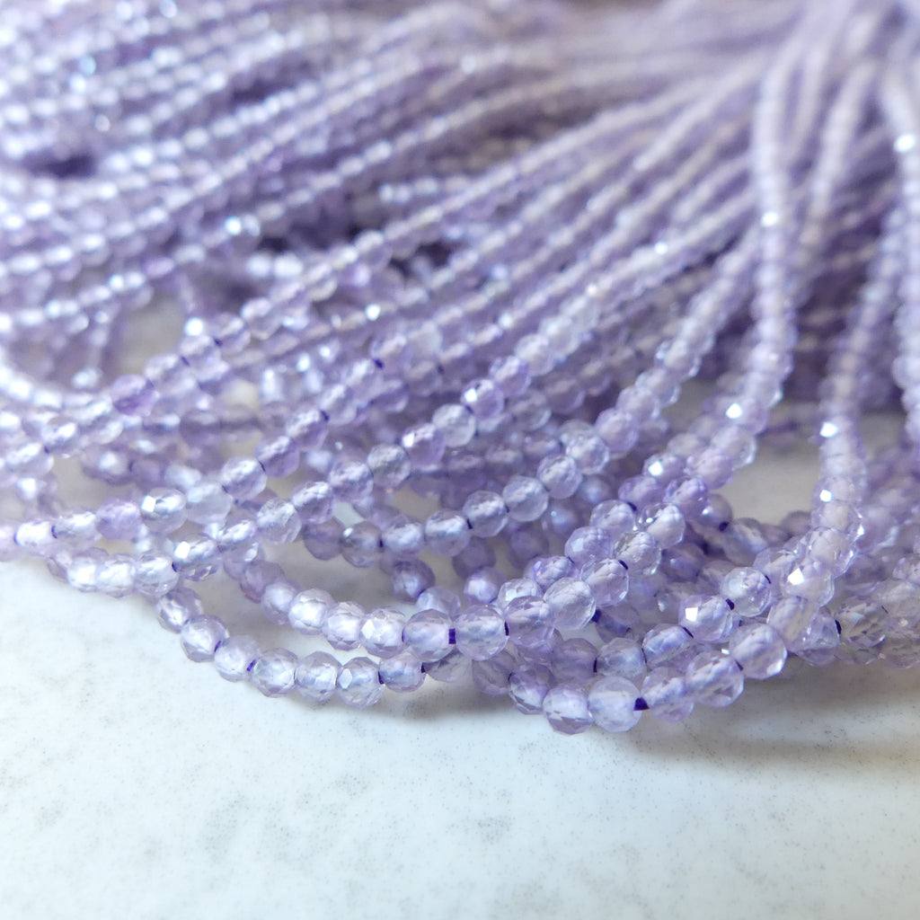 2mm AAA Lilac Amethyst Beads Micro Faceted Beads 15" Purple Natural Amethyst Gemstone Beads Beading Crafter Gift February Birthstone