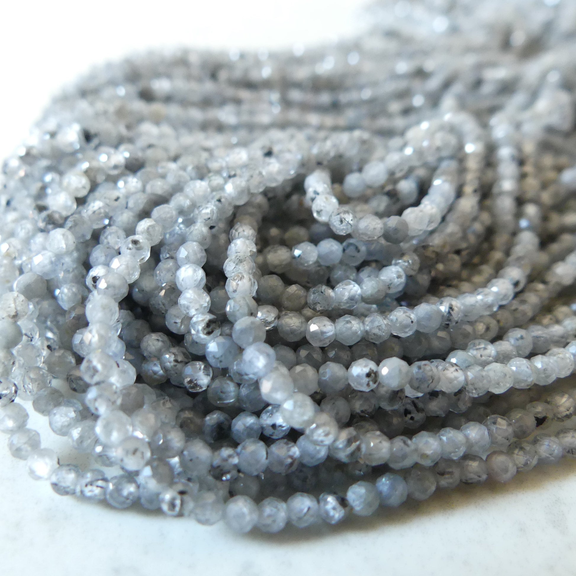 2mm Natural Gray Zircon Micro Faceted Beads Genuine Zircon From Italy 15.5" Transparent Sparkly Gemstone Beads for Jewelry Making