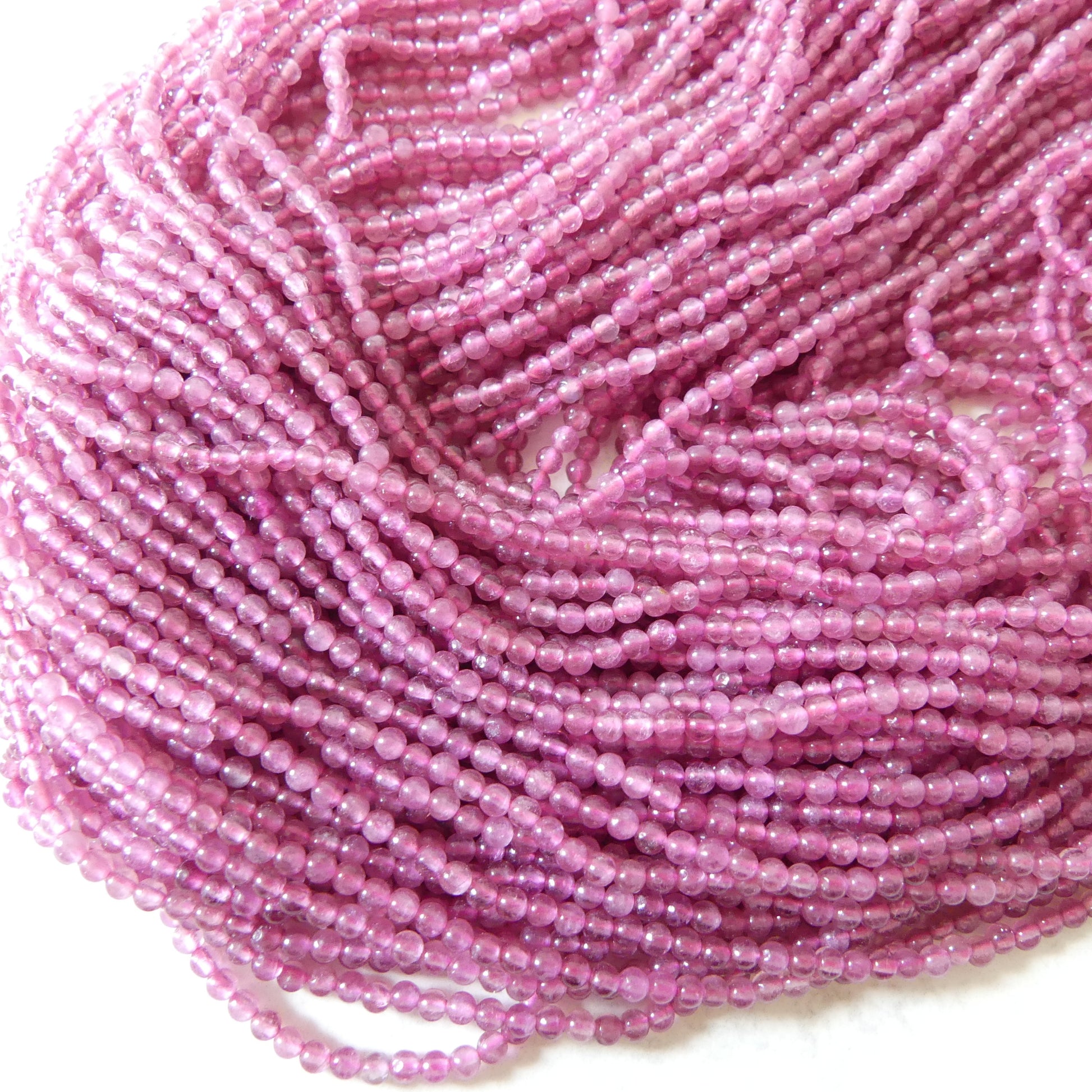 2.5mm Pink Tourmaline Smooth Beads 15" Transparent Gemstone Beads for Jewelry Making Beading Gift for Crafters October Birthstone