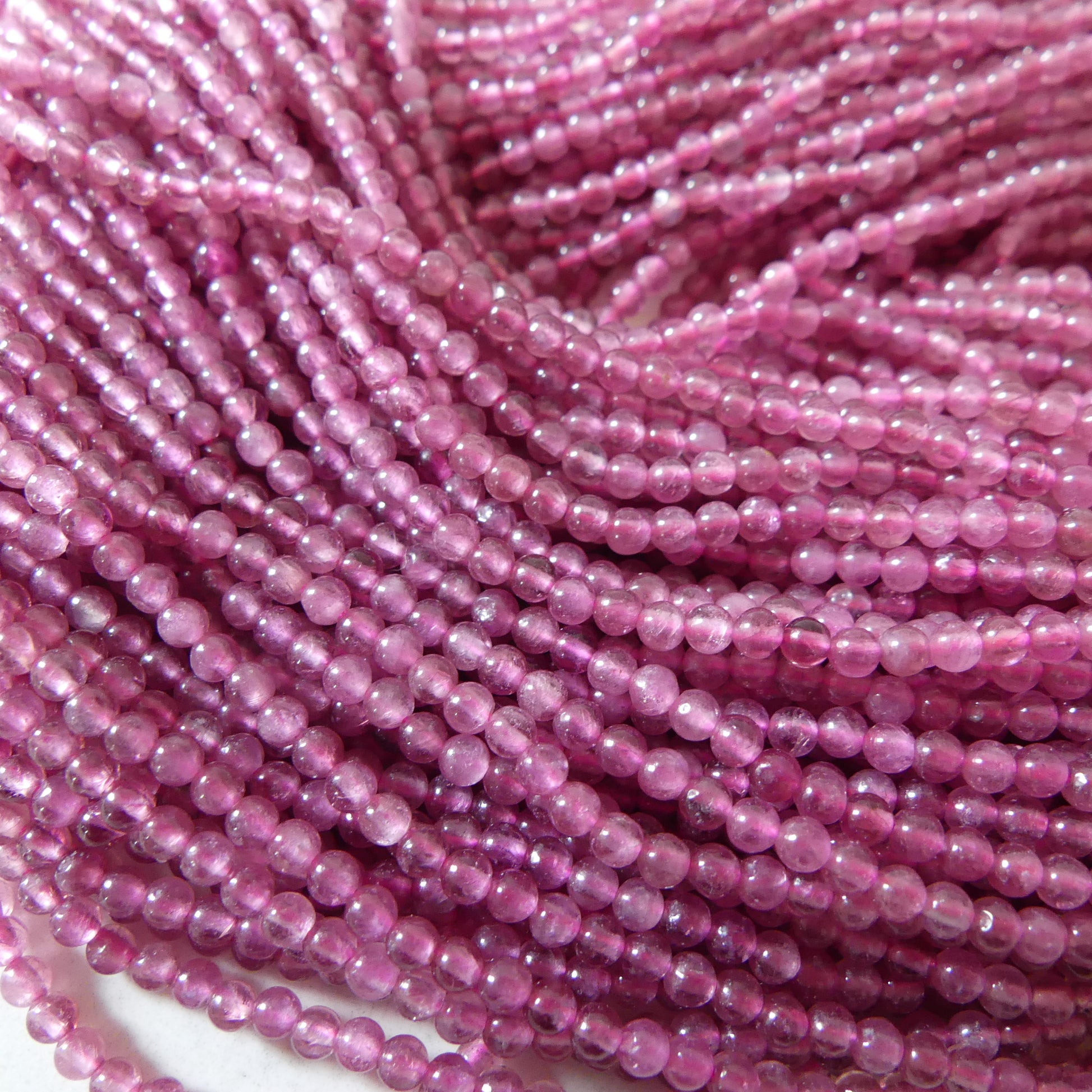 2.5mm Pink Tourmaline Smooth Beads 15" Transparent Gemstone Beads for Jewelry Making Beading Gift for Crafters October Birthstone