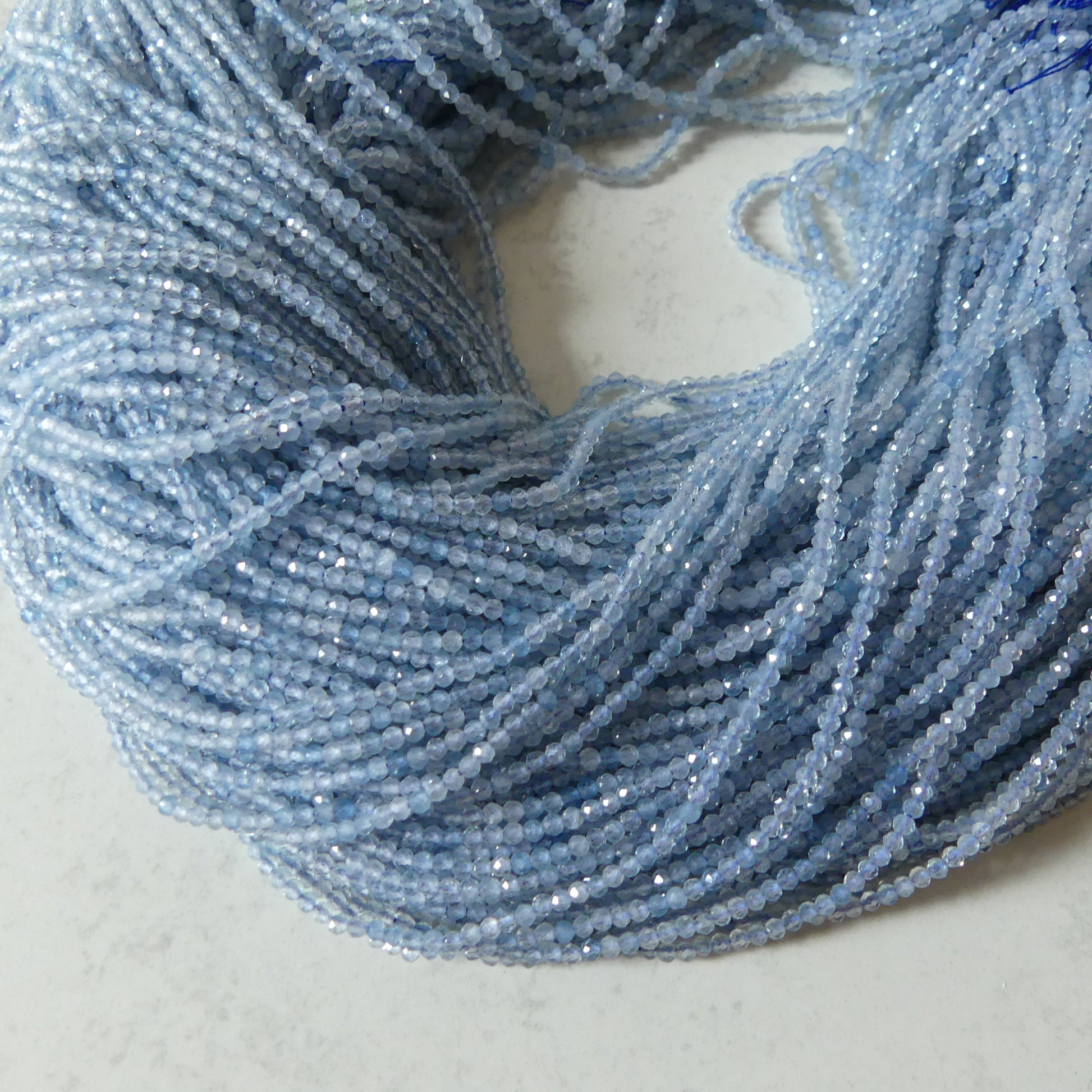 2mm Natural Aquamarine Beads Micro Faceted 15" Raw Genuine Gemstone Beads for Jewelry Making Beading Craft Gift Beads March Birthstone