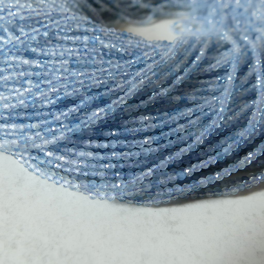 2mm Natural Aquamarine Beads Micro Faceted 15" Raw Genuine Gemstone Beads for Jewelry Making Beading Craft Gift Beads March Birthstone