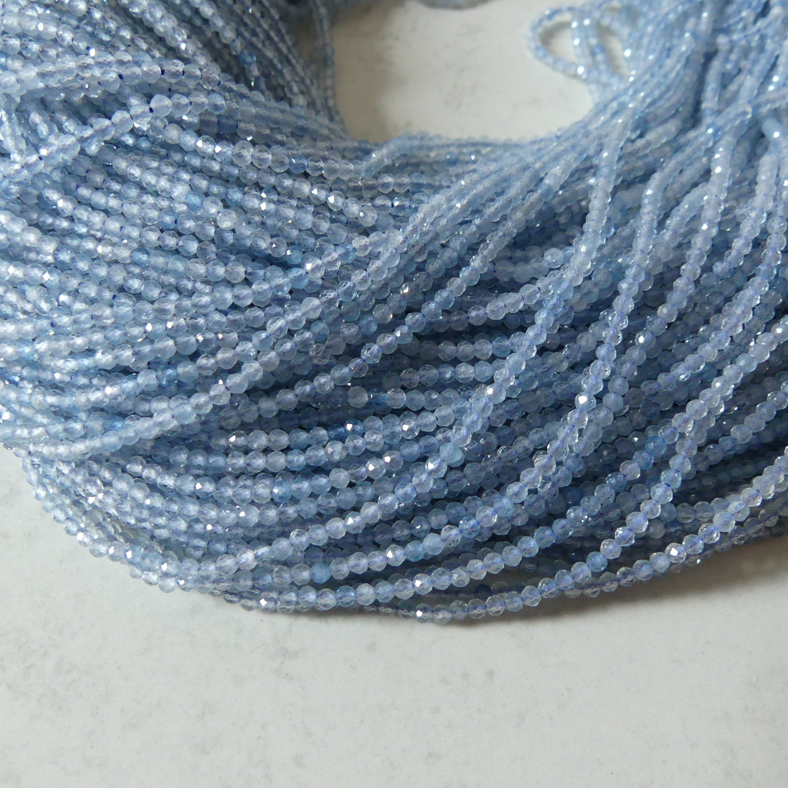 2mm Natural Aquamarine Beads Micro Faceted 15" Raw Genuine Gemstone Beads for Jewelry Making Beading Craft Gift Beads March Birthstone