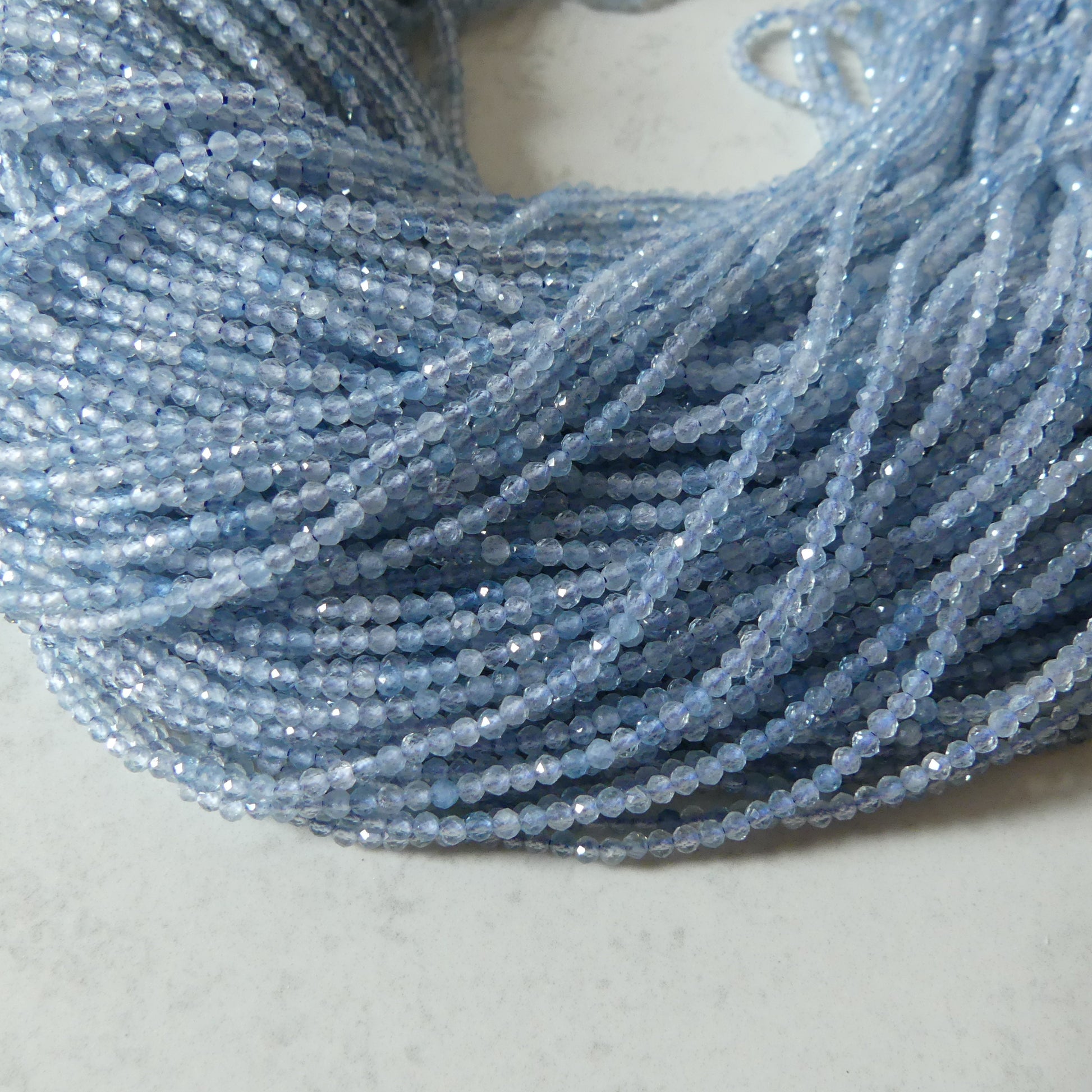 2mm Natural Aquamarine Beads Micro Faceted 15" Raw Genuine Gemstone Beads for Jewelry Making Beading Craft Gift Beads March Birthstone