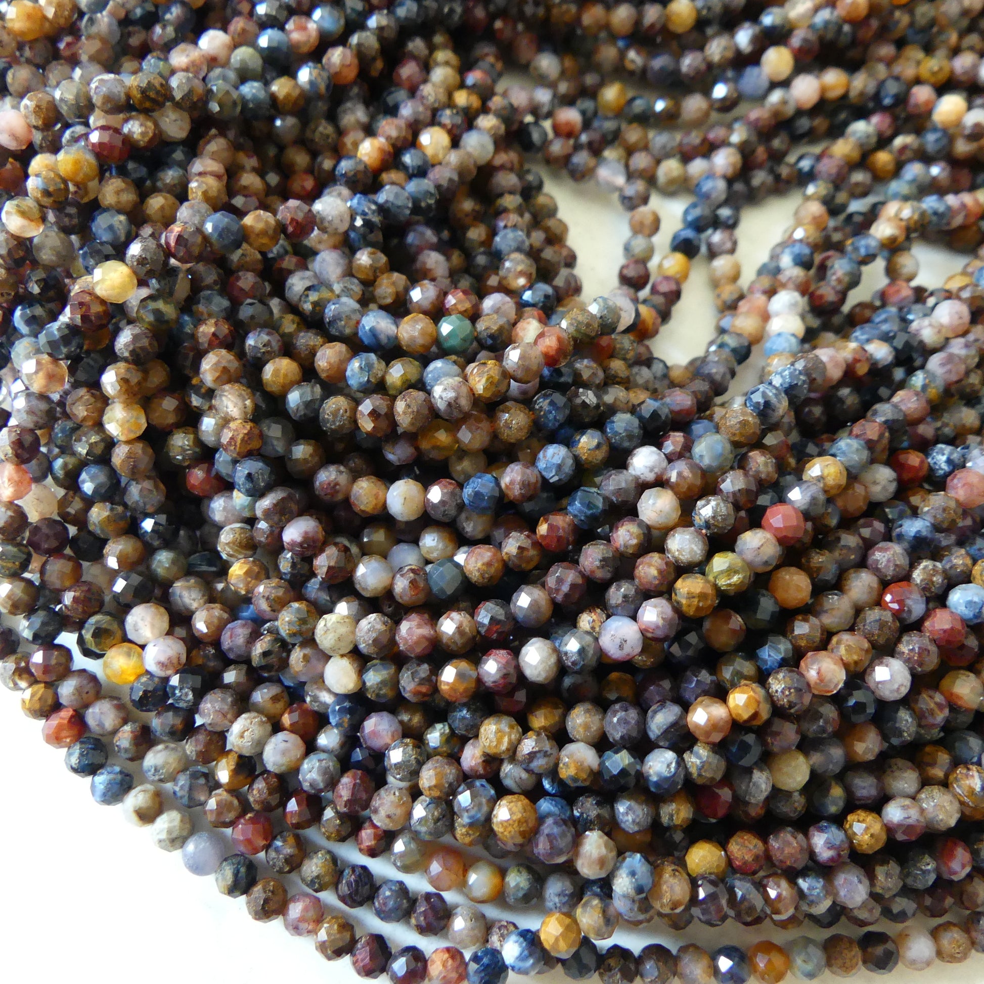 3mm Pietersite Micro Faceted Beads Round Genuine Beads 15" Sparkly Gemstone Beads for Jewelry Making Crafter Gift
