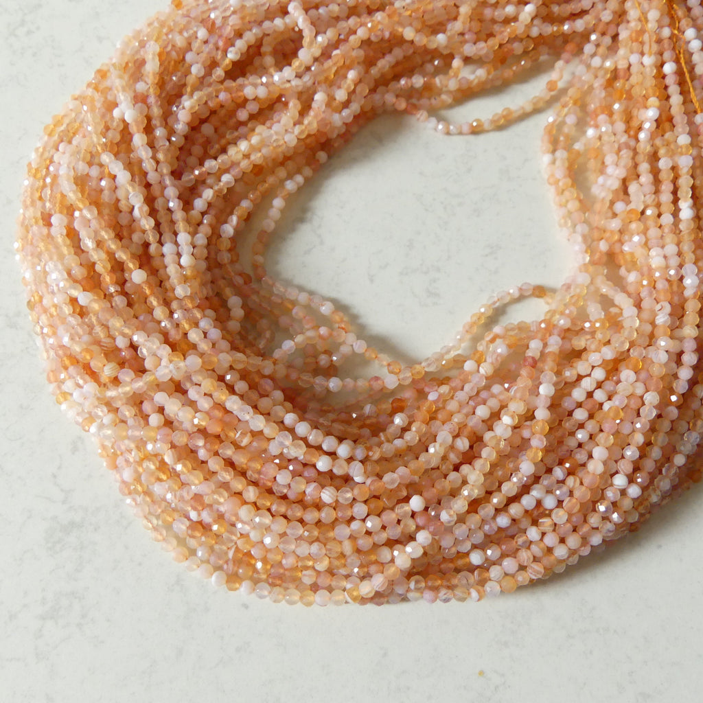 2.5mm Orange Botswana Agate Micro Faceted Beads Genuine Rare Agate Beads 15" Sparkly Gemstone Beads for Jewelry Making Gift for crafter