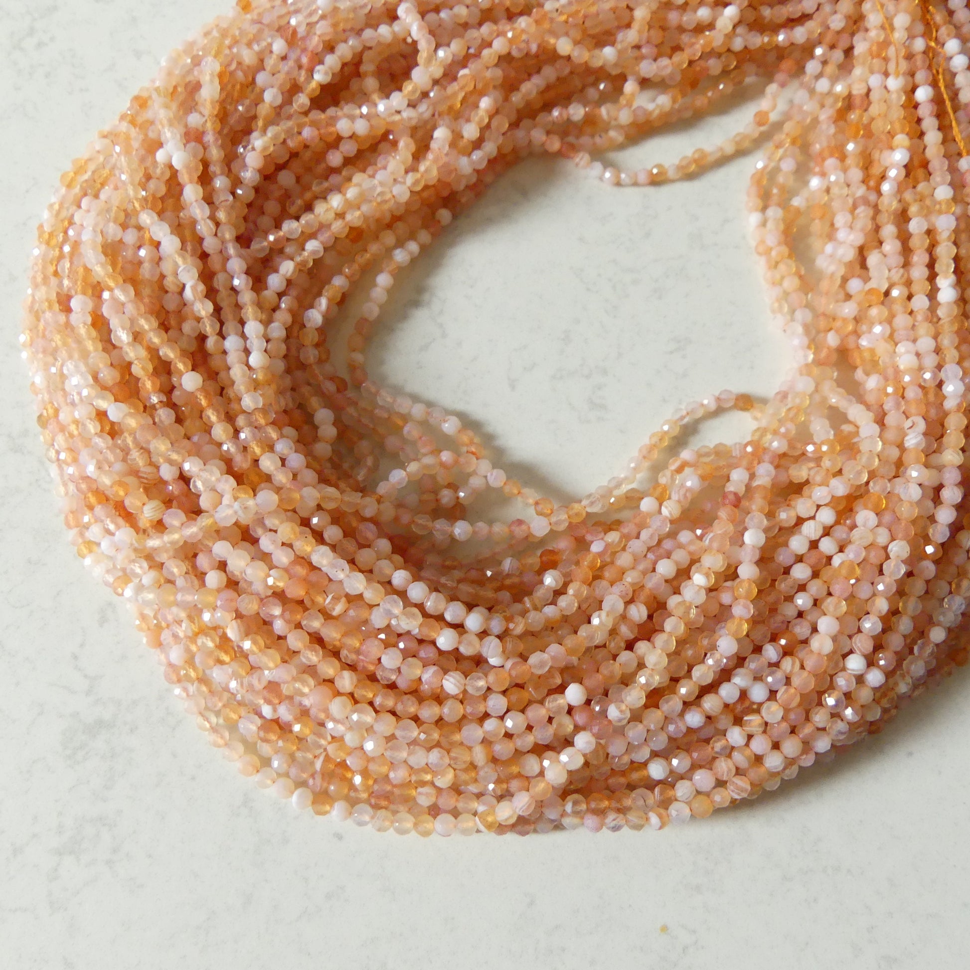 2.5mm Orange Botswana Agate Micro Faceted Beads Genuine Rare Agate Beads 15" Sparkly Gemstone Beads for Jewelry Making Gift for crafter