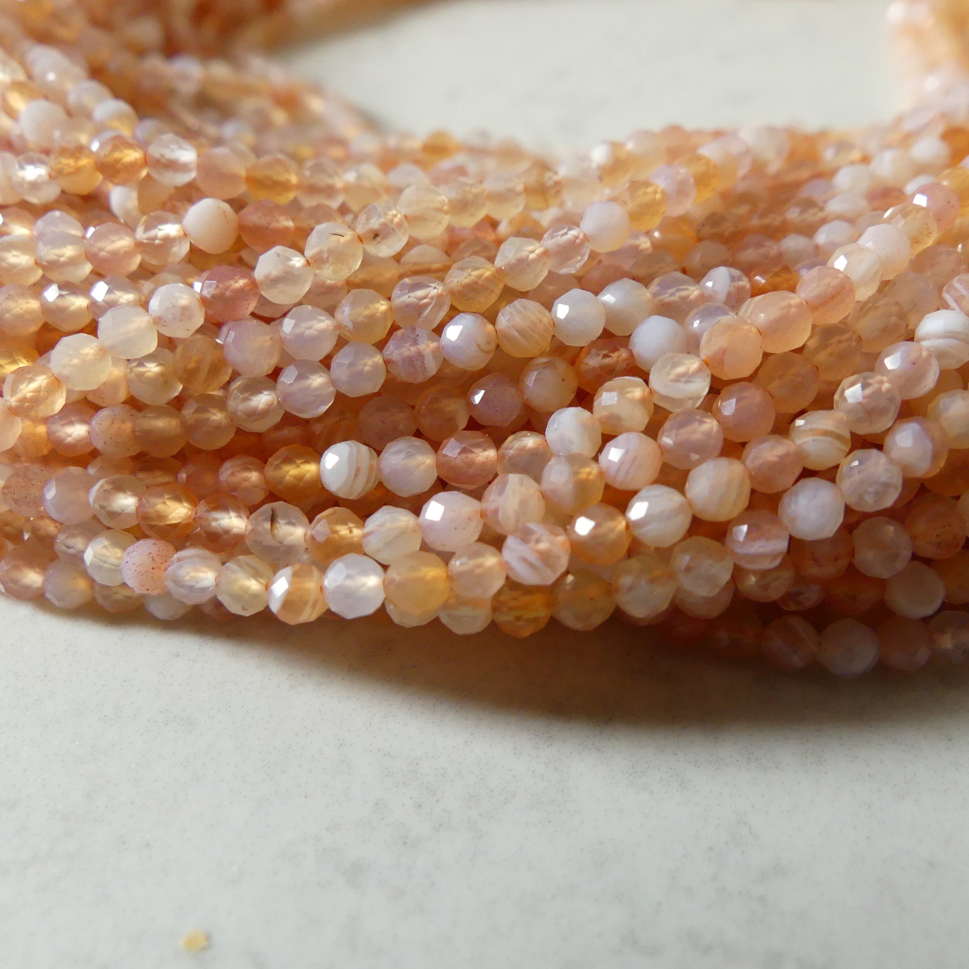 2.5mm Orange Botswana Agate Micro Faceted Beads Genuine Rare Agate Beads 15" Sparkly Gemstone Beads for Jewelry Making Gift for crafter